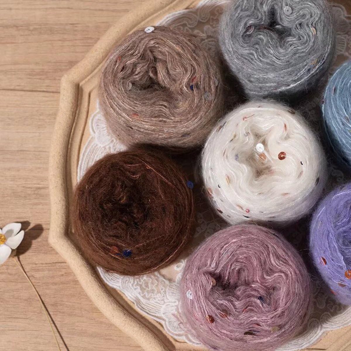 Glitzer-Mohair-Strickgarn, leichtes Häkelgarn für gemütliche Pullover, handgefertigte Kleidungsstücke und Bastelarbeiten, weich und vielseitig (100 g)