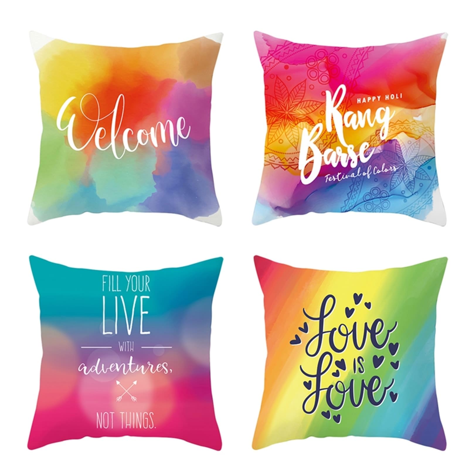 Housses de coussin décoratives Welcome Love is Love lot de 4