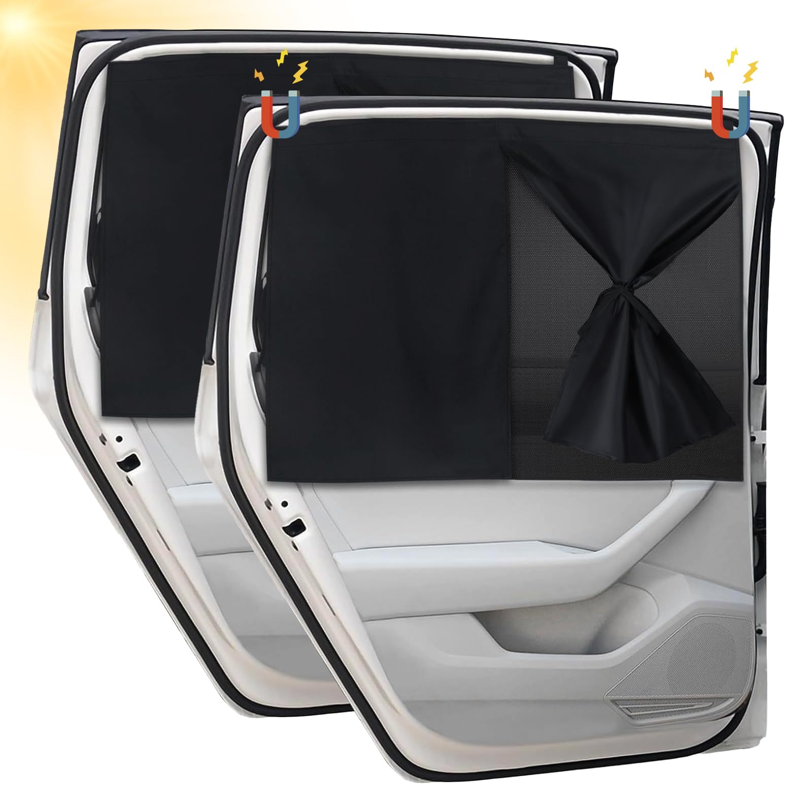 Tendine Parasole Auto Bambini Magnetiche con Protezione UV Bloccare Raggi UV e Calore, 2 Pezzi