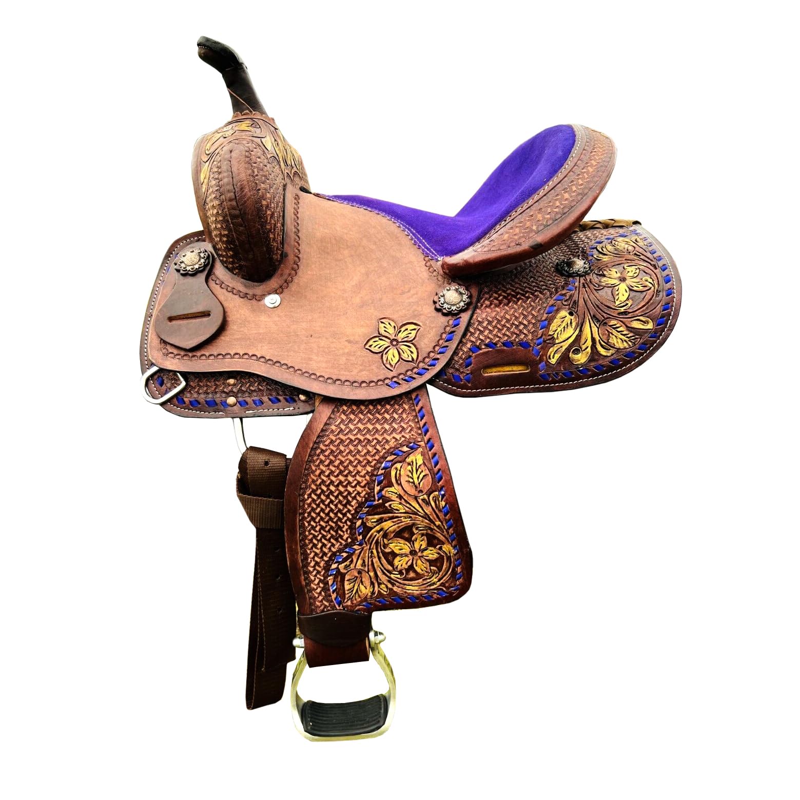 8" Youth - Sella per cavallo Western Pleasure Trail per bambini con sedile in pelle scamosciata ST-100C