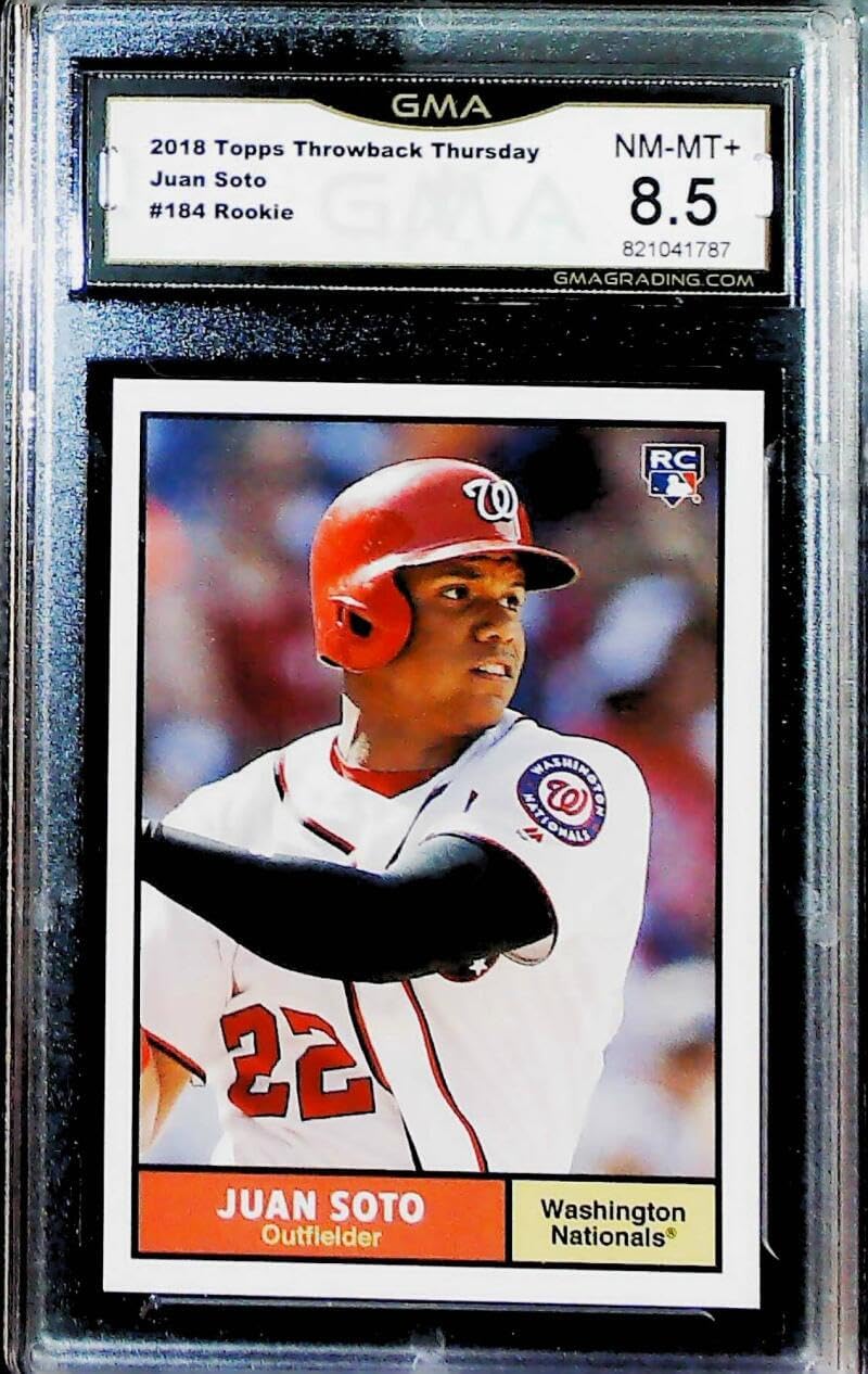 2018 Topps TBT Throwback Thursday 1961 Topps Design #184 Juan Soto RC Rookie Card GMA 8.5 NM-MT+ Washington Nationals Baseball