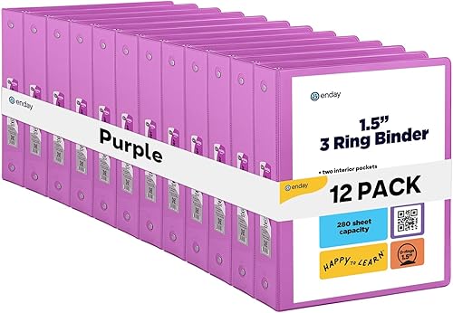 Vista 186 de Carpeta de 3 anillos de 1 pulgada, cubierta transparente de 1 pulgada con 2 bolsillos interiores, carpetas de anillos redondos de colores, en gris