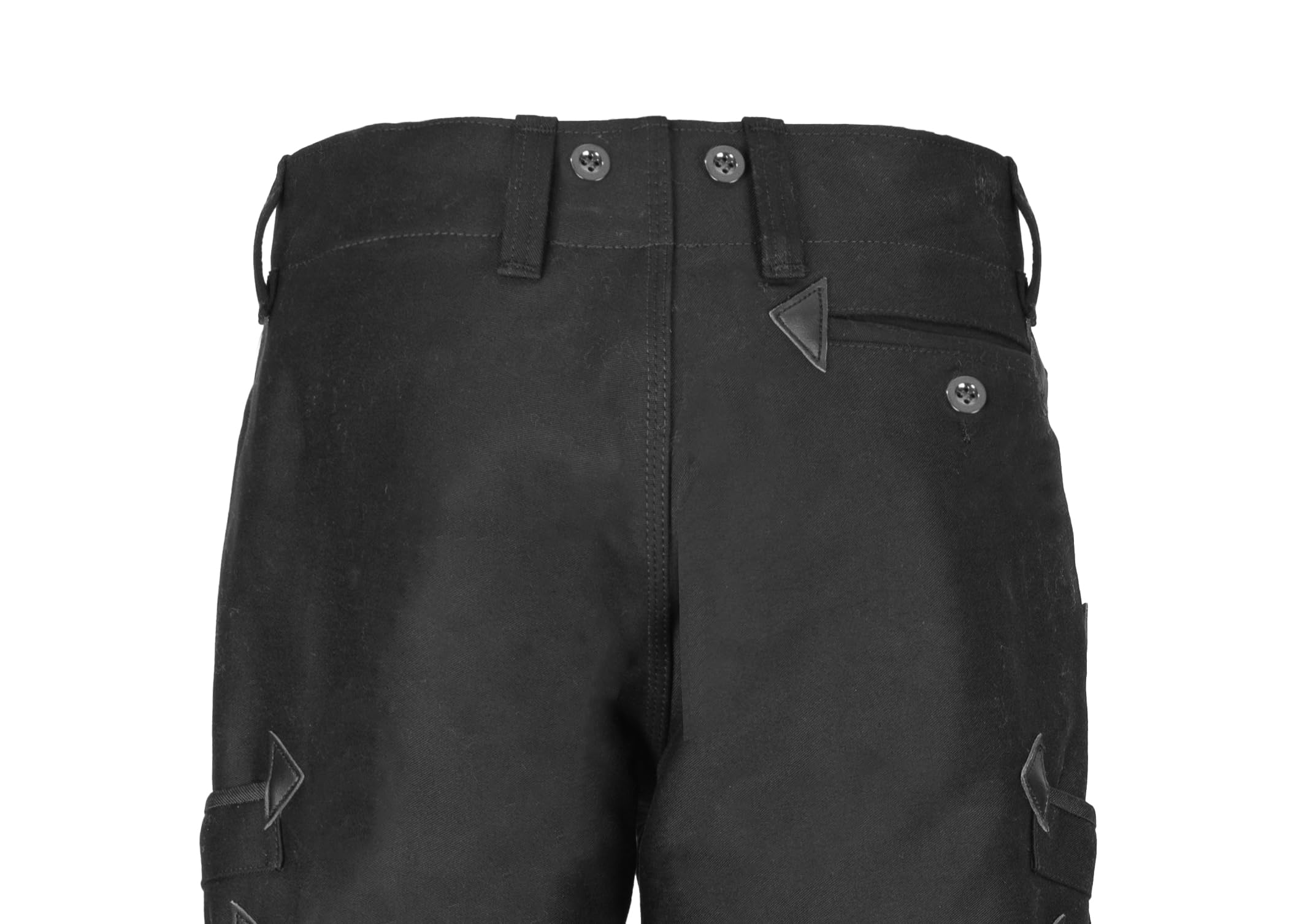 Zunfthose Herren schwarz, Doppelpilot Schornsteinfegerhose mit Cordura Knietaschen, Dachdeckerhose mit Keil im Schritt, Arbeitshose mit 7 Taschen, 6 Hosenträgerknöpfe