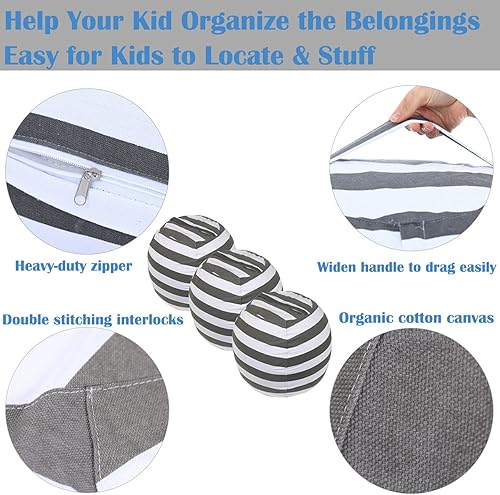 Miniatura 5 de Paquete de 3 pufs de almacenamiento de animales de peluche para habitación de los niños de 23 pulgadas, fundas vacías para sillas, solo