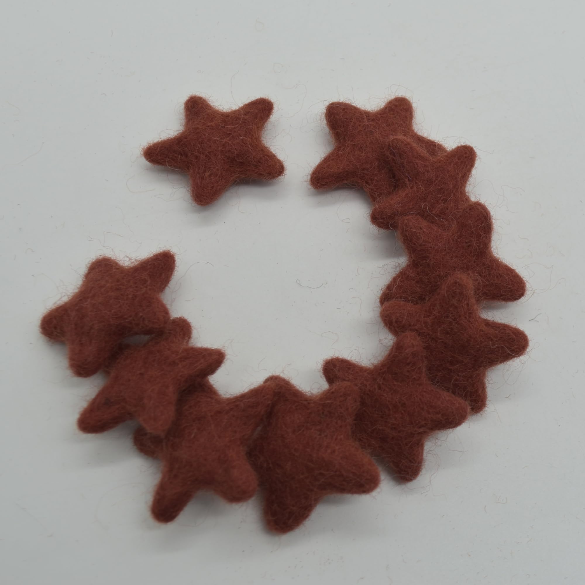 Oriental Direct Dark Chestnut Red 100% Wool Felt Stars - 3Cm - 10 Felt Stars - Chestnut Red