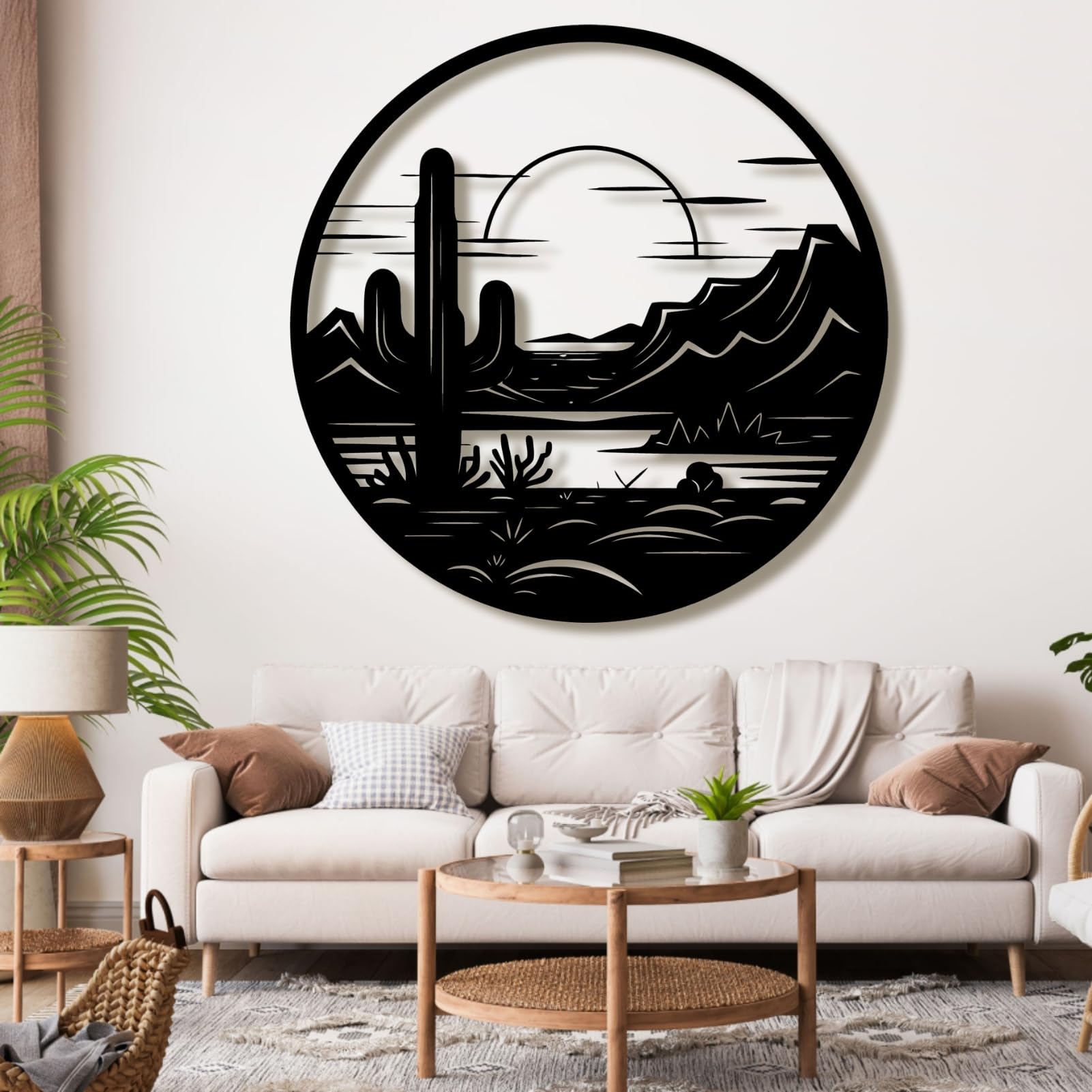 Metal Cactus Wall Decor,Southwestern Wall Art Metal,Metal Desert Wall Art,Metal Cactus Outdoor Decor,Natural Themed Home Decor,Metal Cactus Yard Art (