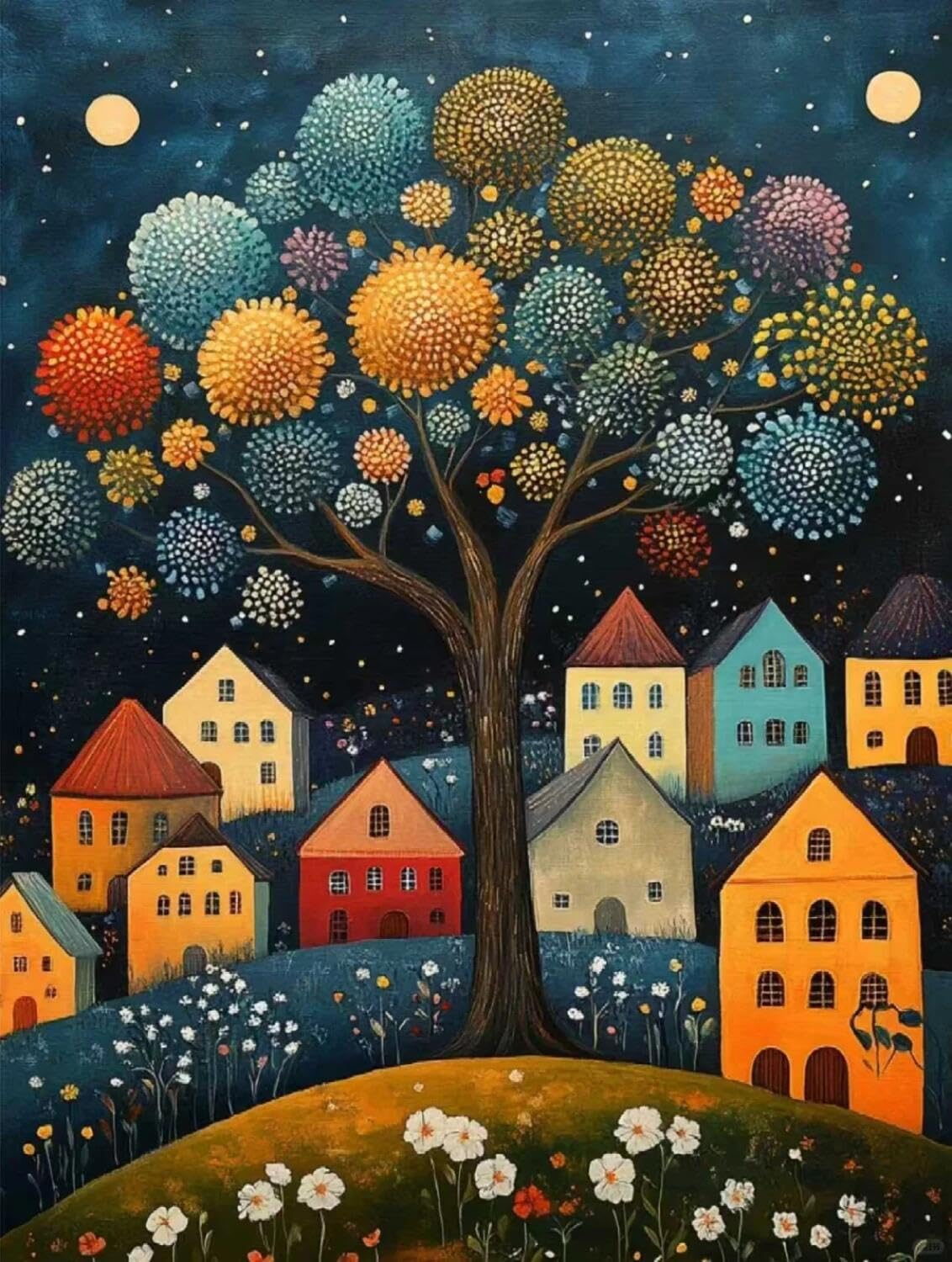 Rqwybcaxn C Bead Ross Stitch Kits Big Trees And Houses 40X50cm