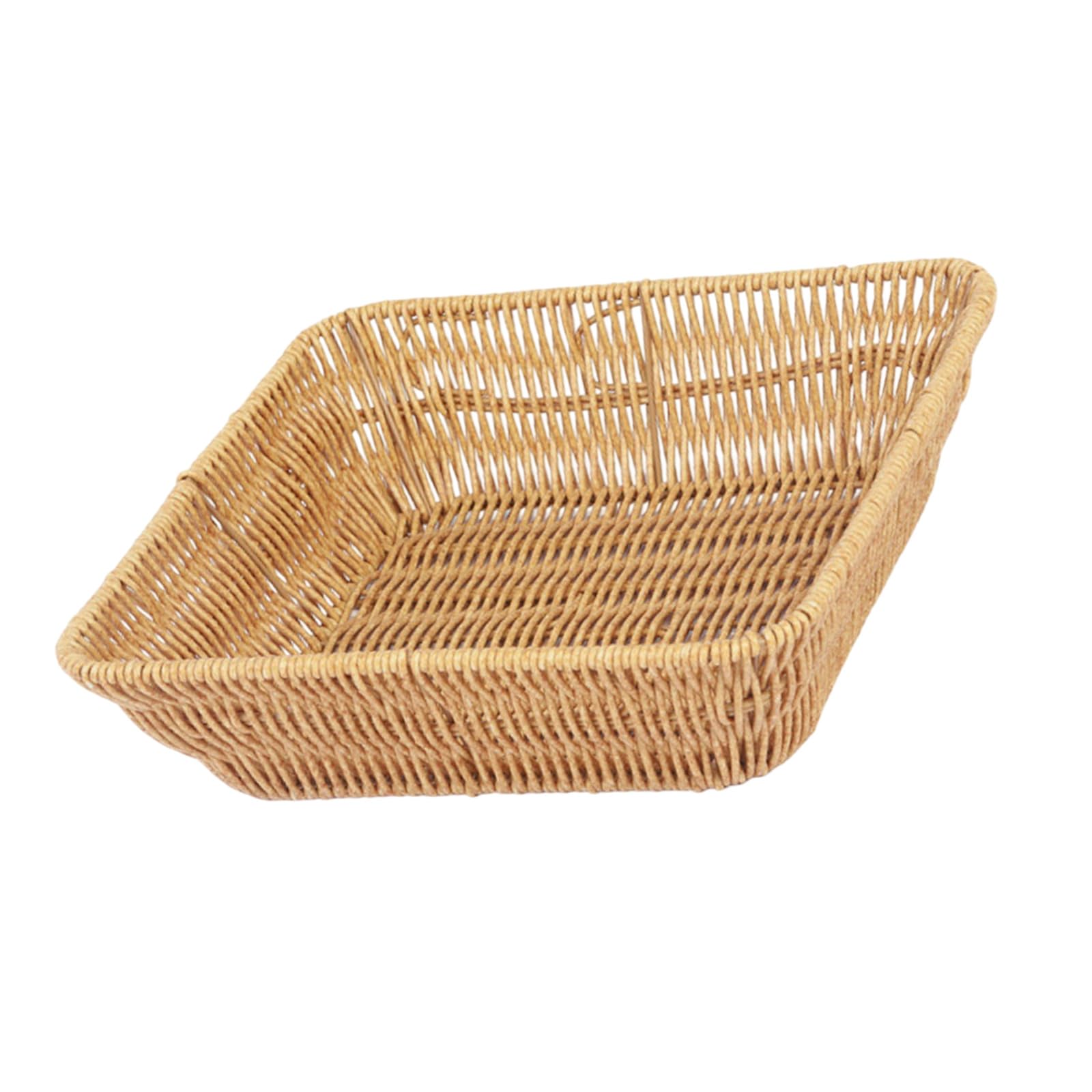 Hredyqw Elegant Woven Imitation Rattan Basket For Home Decors Multipurpose Rectangular Serving Tray For Fruits Snacks