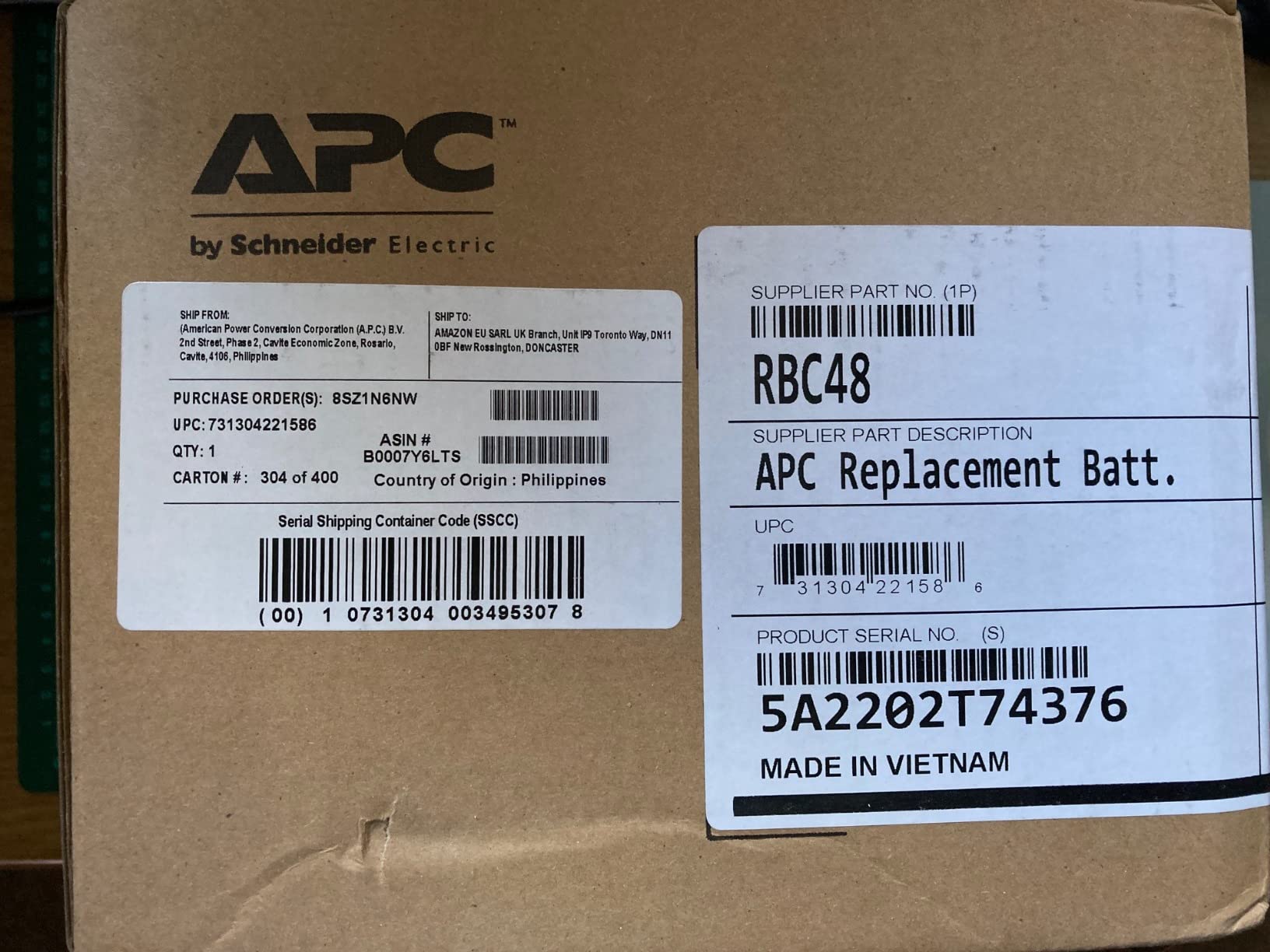APC RBC55 UPS Replacement Battery Cartridge for APC SMT2200I/SMT3000I