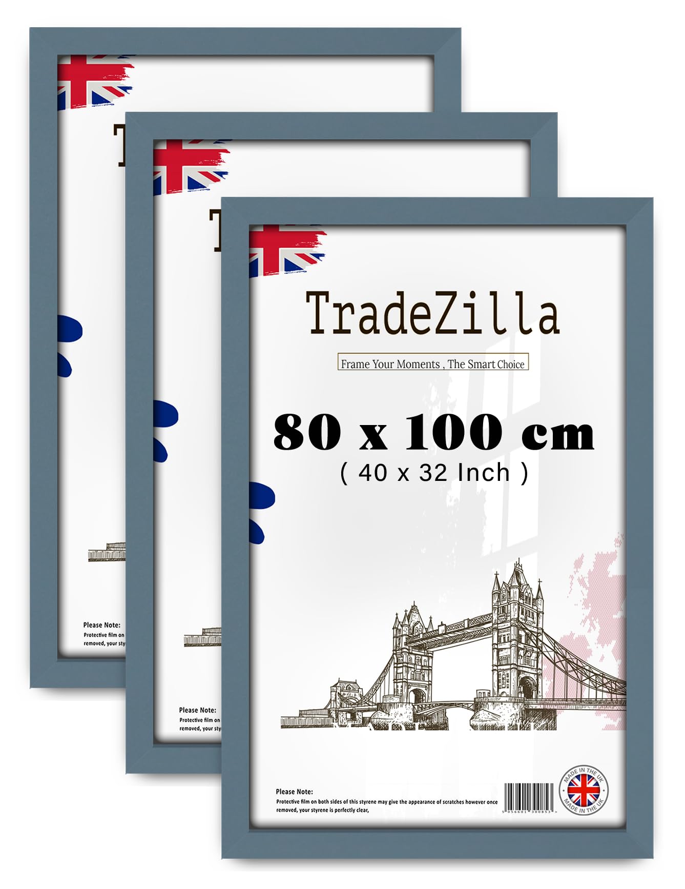 TradeZilla pack of 3 Stylish (80 x 100 CM) Art Frames (80 x 100 CM) Poster Frame | MDF Wood |800 x 1000 mm for Family Photos, Wedding, or Birthday Gifts 40 x 32 [ Dark Grey ]