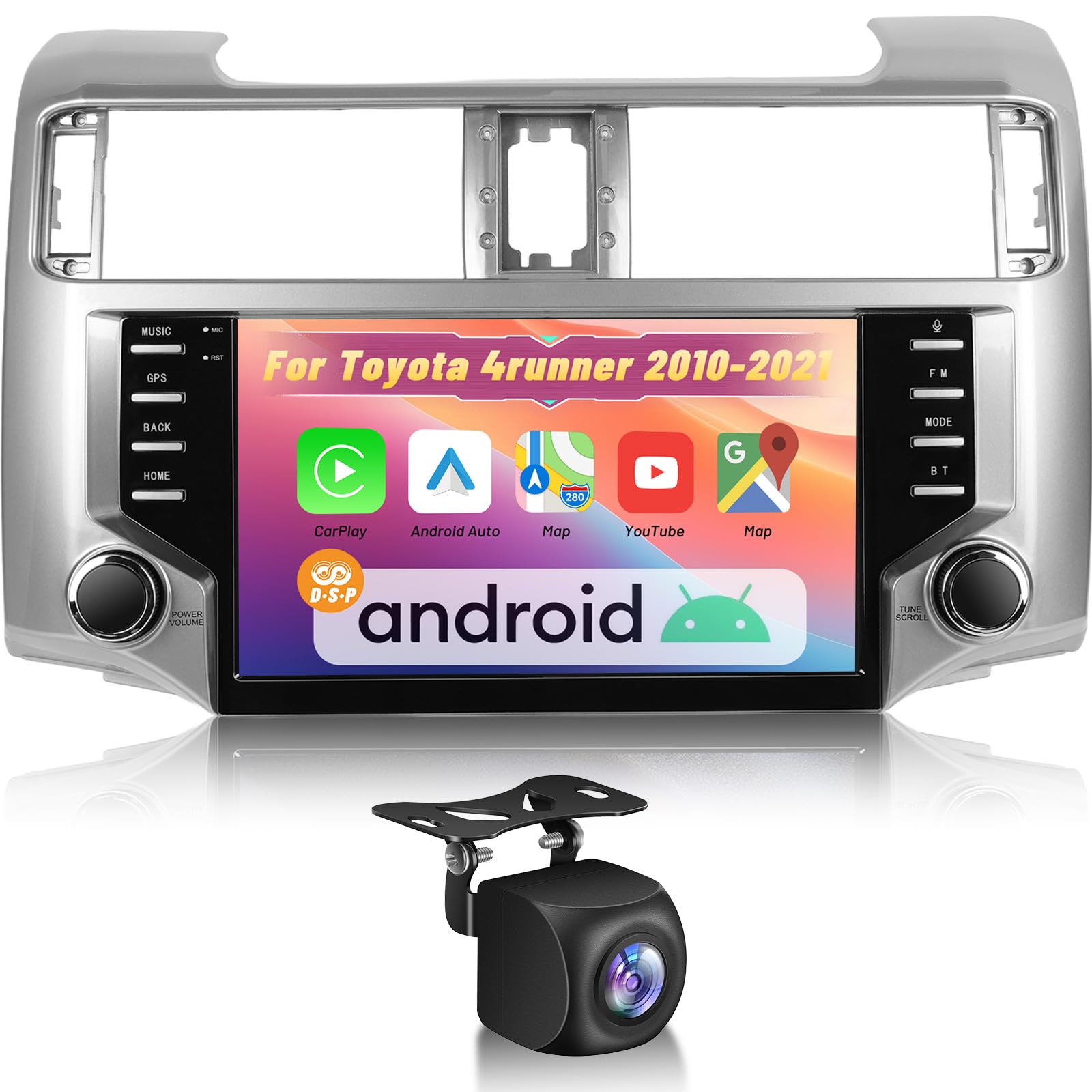 Photo 1 of 4+128G Android 15 Car Stereo for Toyota 4runner 2010-2021, 9 Inch IPS Touchscreen Radio with Wireless Carplay & Android Auto/EQ/5GHz WiFi/GPS/SWC + AHD Rear View Camera