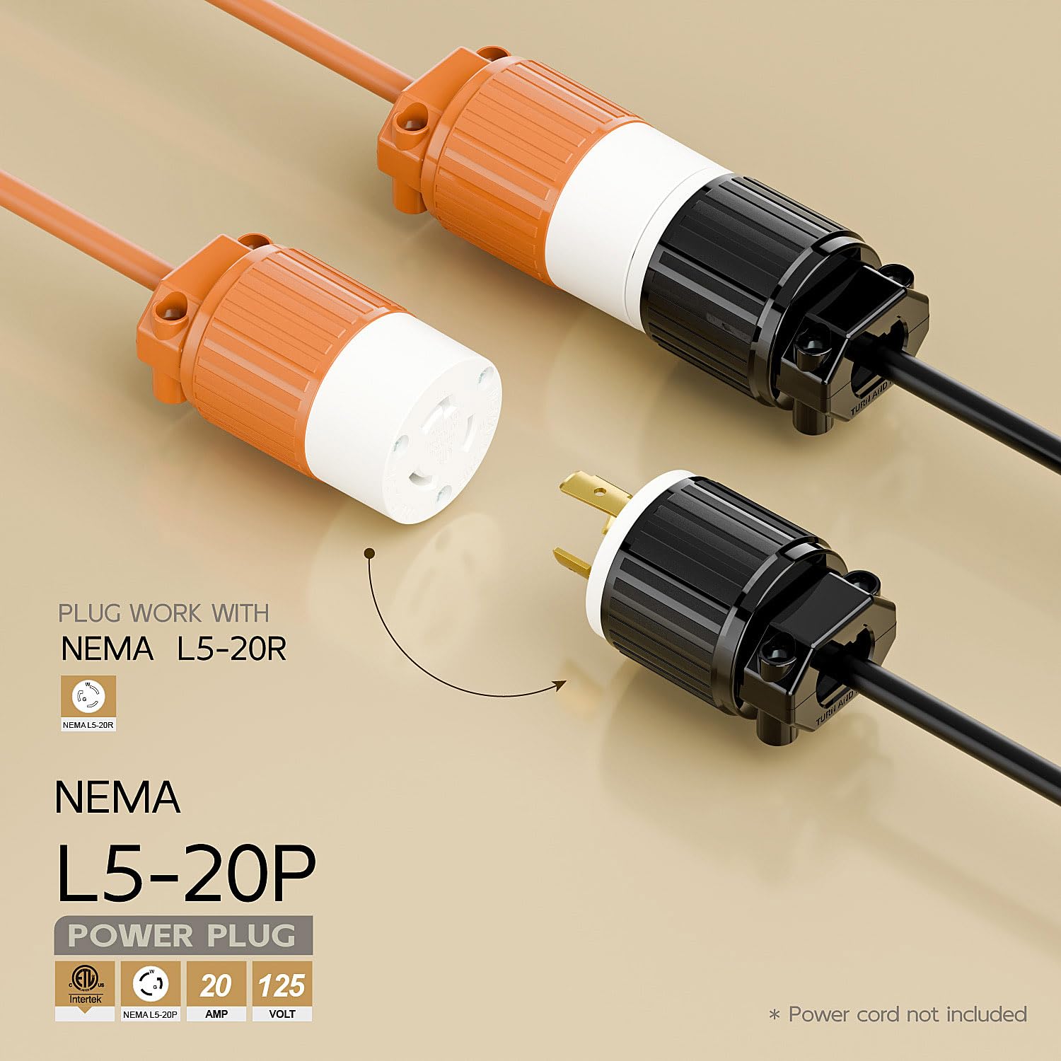 Nema L5-20P 20 Amp 125 Volt Connector, L5-20 Locking Power Cord