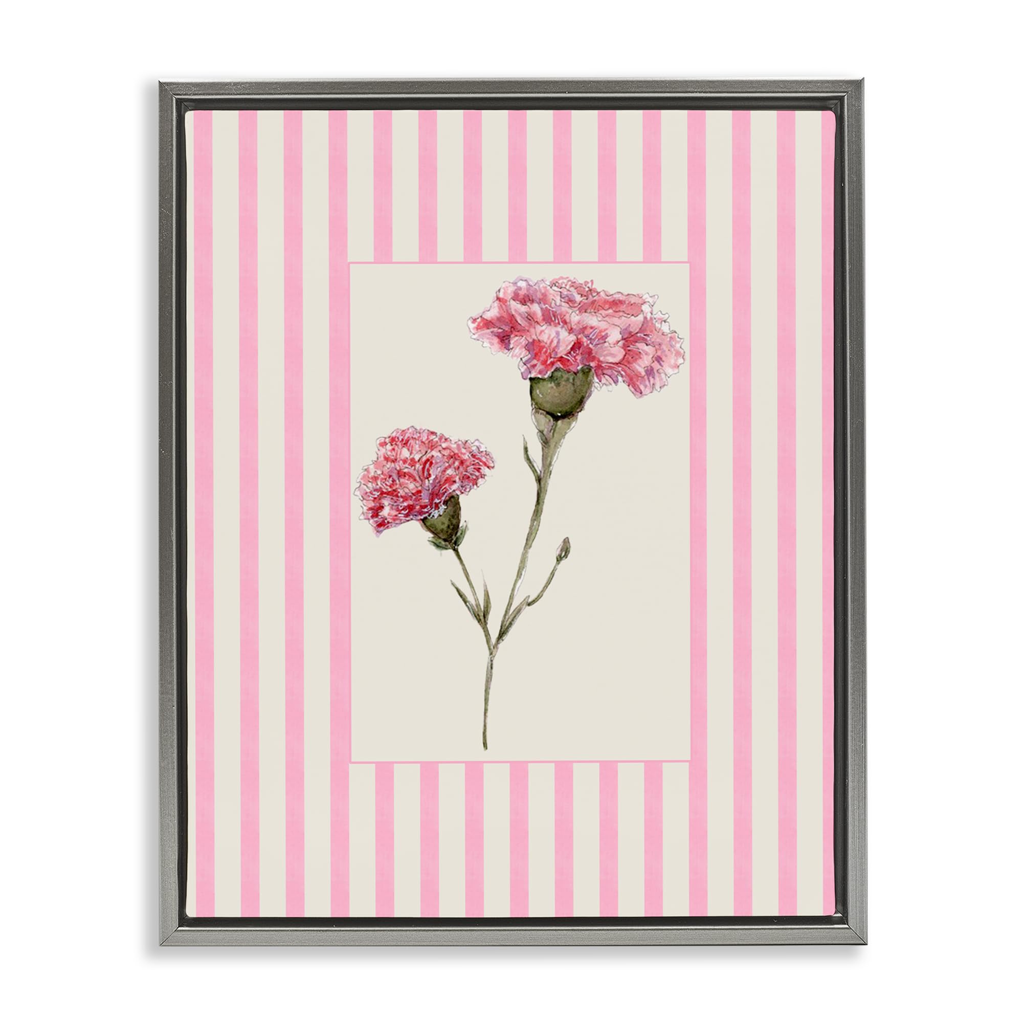 'Pink Stripe Carnation'| Floating Frame Canvas Art