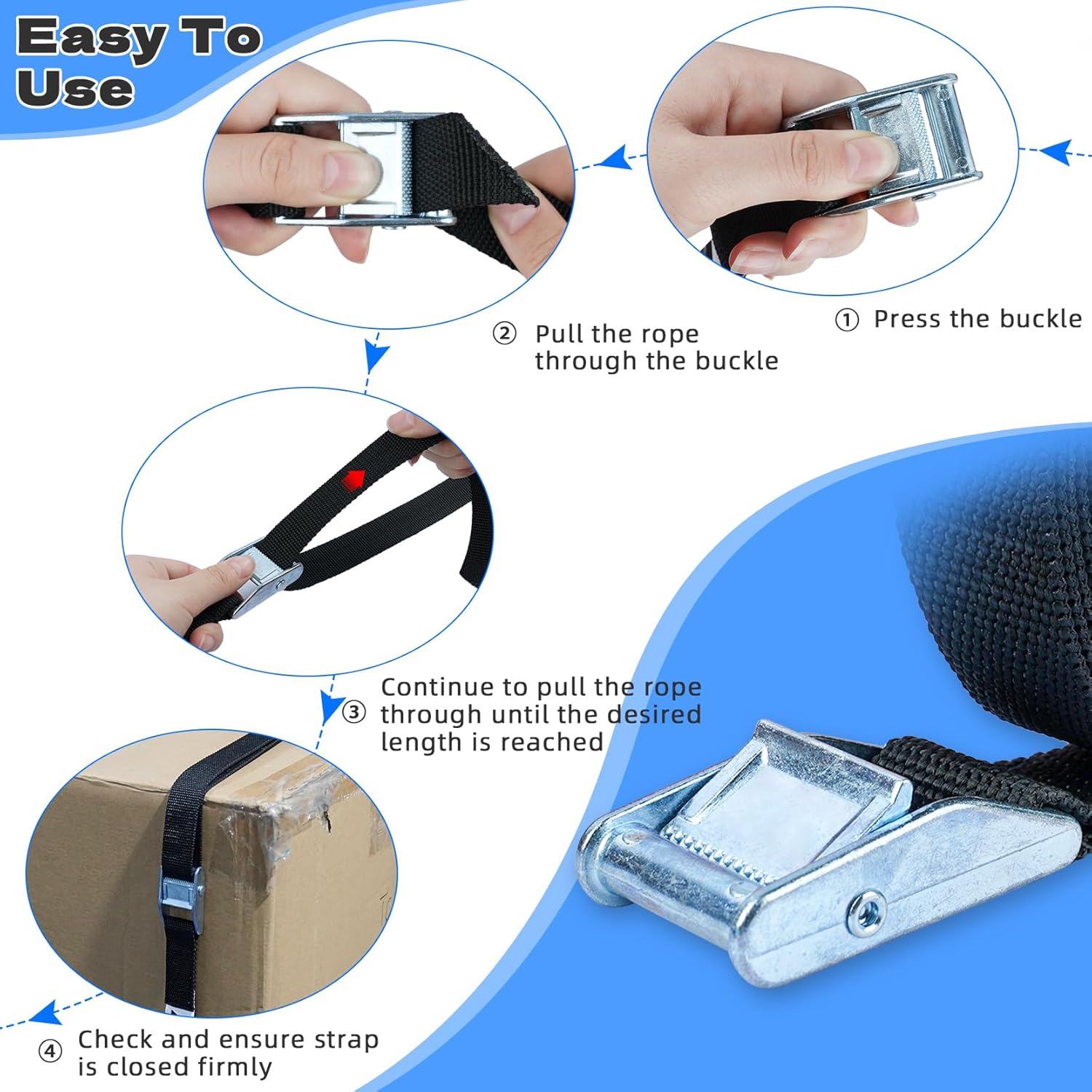 MELOTOUGH 10 PCS cam buckle+1"-25 Yards Polyster Webbing(blue)