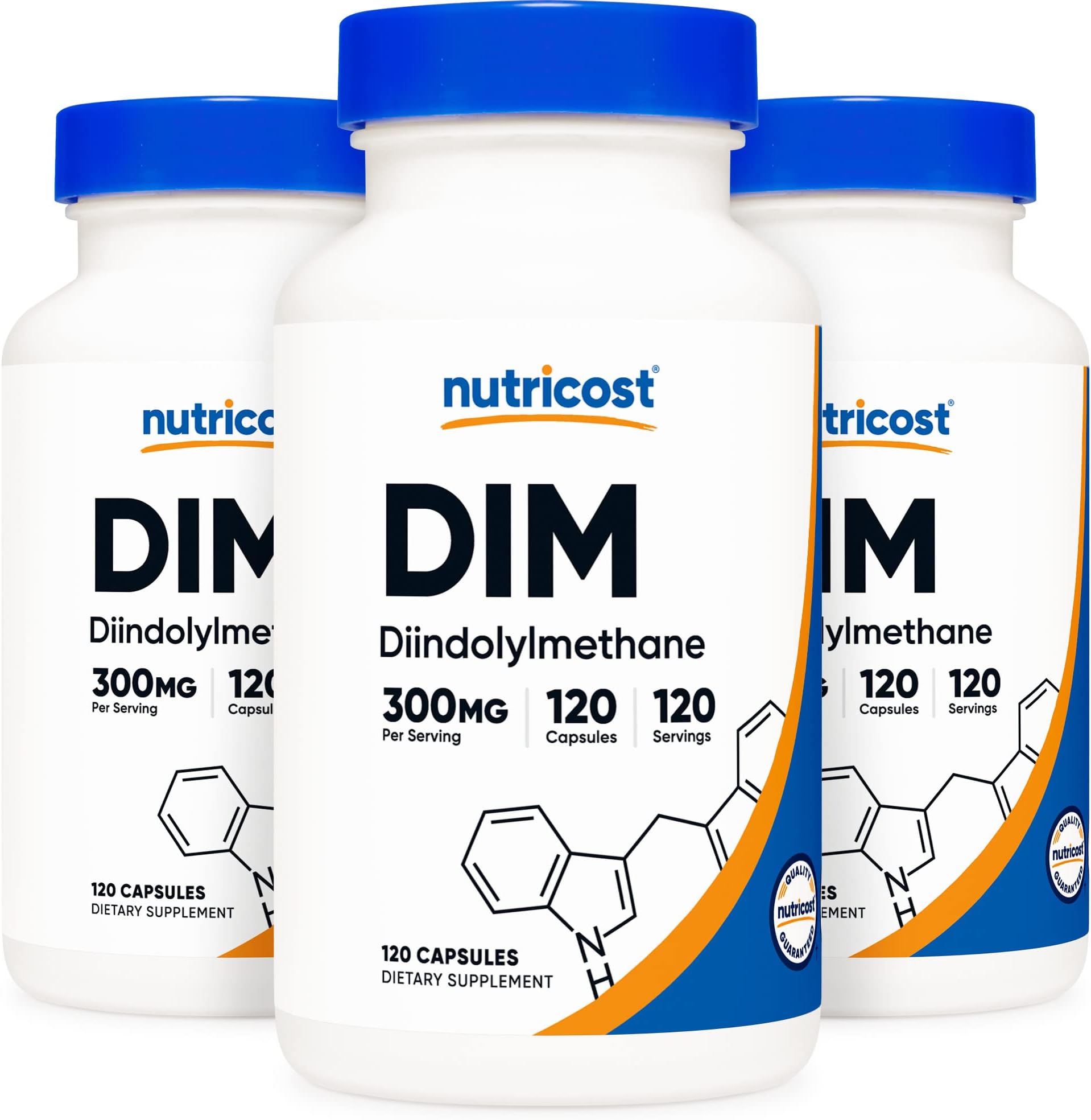 DIM (Diindolylmethane) 300mg, 120 Capsules with BioPerine (3 Bottles)