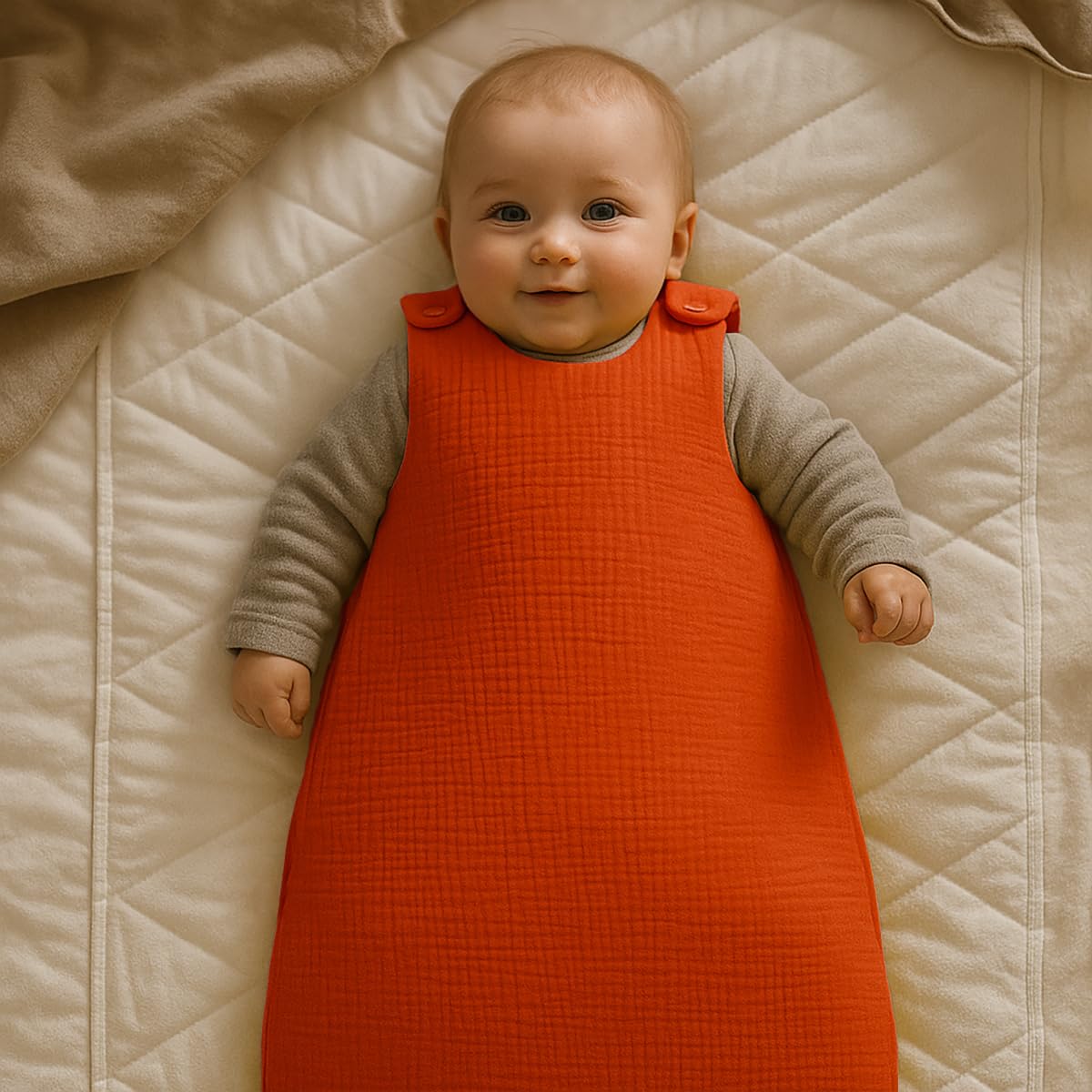 PAPAPATE Saco de dormir de invierno de algodón orgánico, 100% algodón orgánico, fabricado en Francia, TOG 4, hasta 18 meses (fresa)