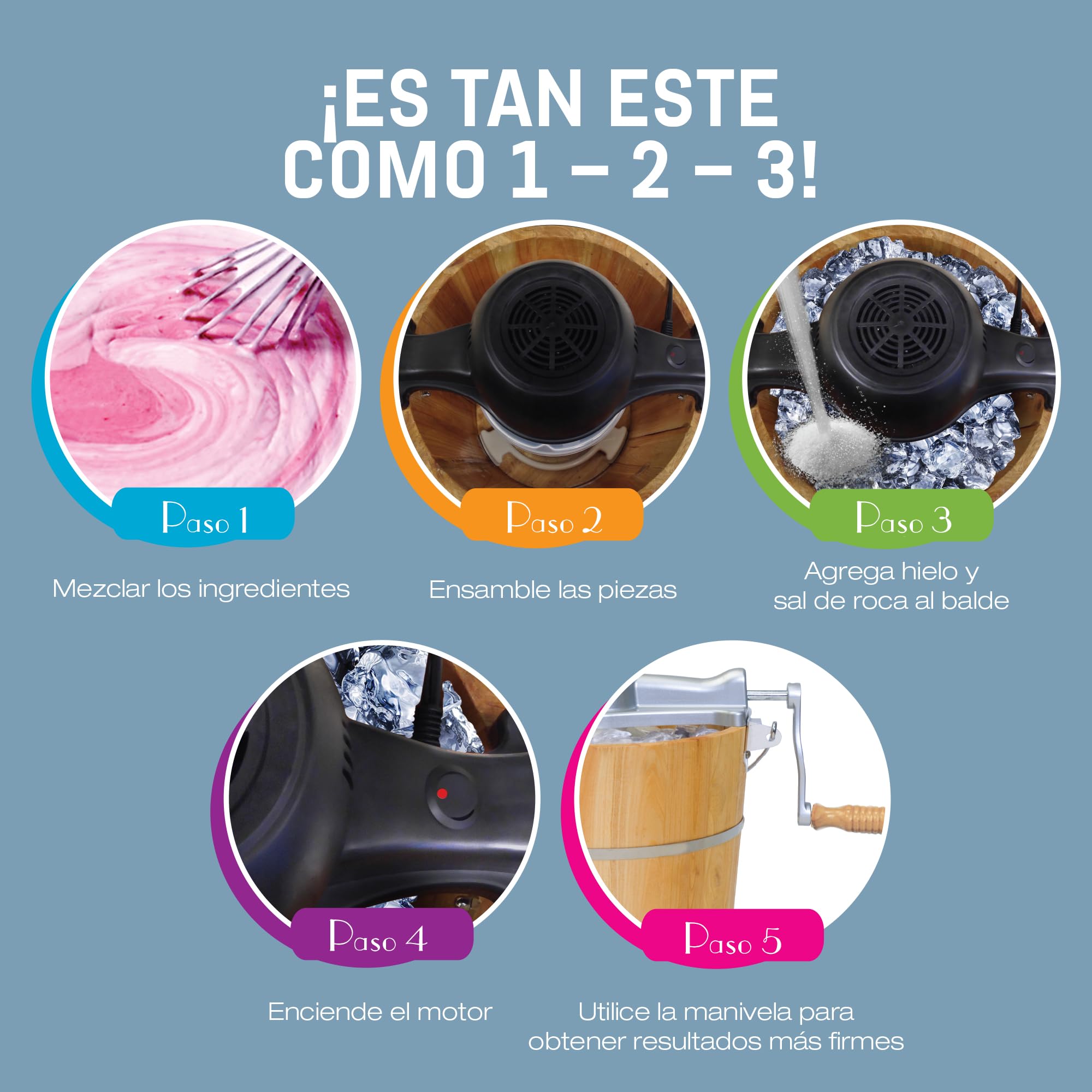 Elite Gourmet EIM916 Máquina de hacer helados eléctrica vintage en forma de cubo de madera de 5,5 l, manivela de fundido a presión clásica extra, usa sal marina para batir helados en minutos, pino