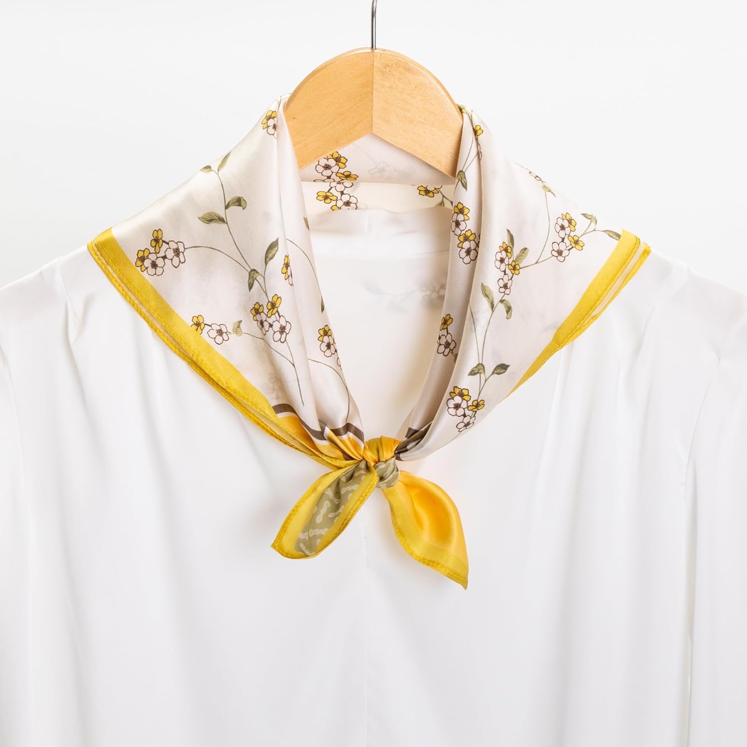 100% Mulberry Silk Scarf for Women, Small Square Satin Scarf for Neck Head Hair Handbag 21"x21" - Image 4