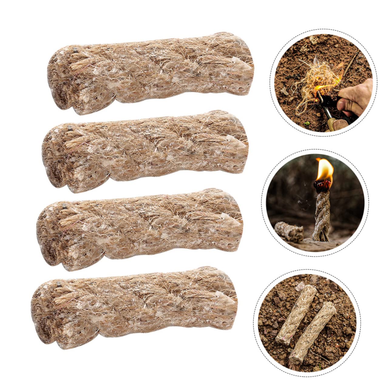 Toddmomy 4Pcs Portable Fire Starter Ropes Durable Rope for Camping BBQ and Convenient Fat Rope for Instant Flame Ignition