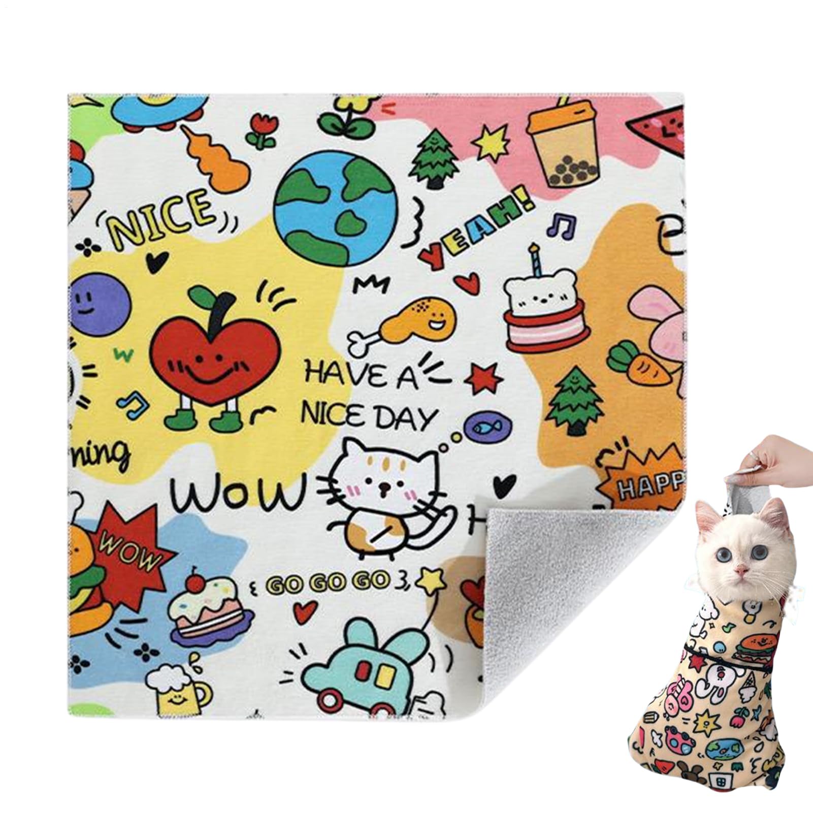 Envoltura calmante para gatos ajustable y bolsa de contención para cortar garras en casa