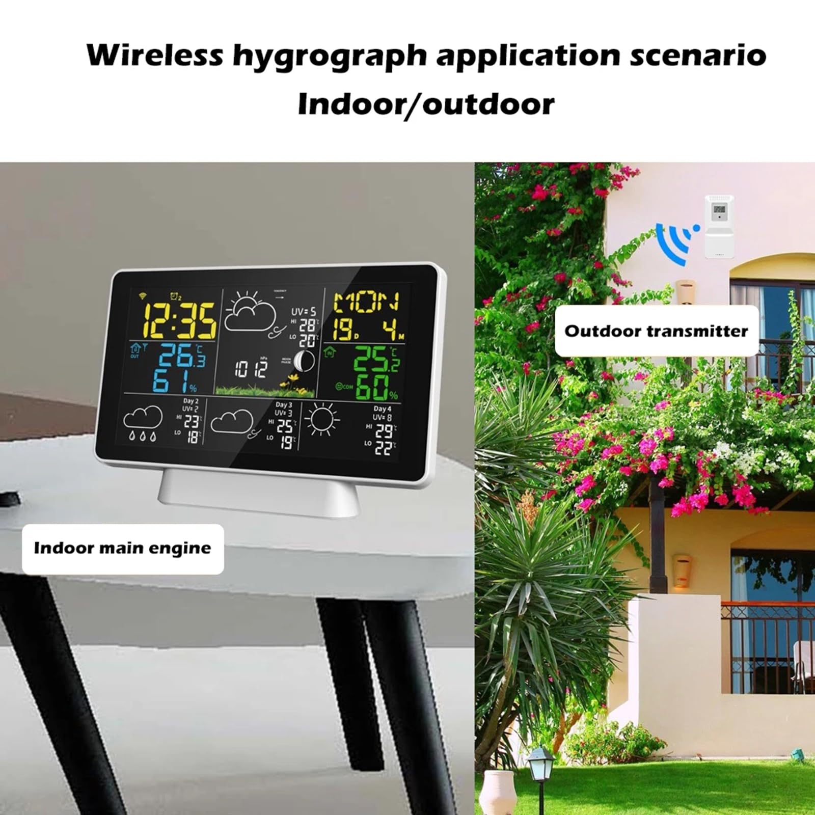 Estación meteorológica Inteligente WiFi con Control remoto y sensores de la aplicación Tuya, termómetro de Temperatura Interior y Exterior, medidor de Lluvia y Viento, barométrico,
