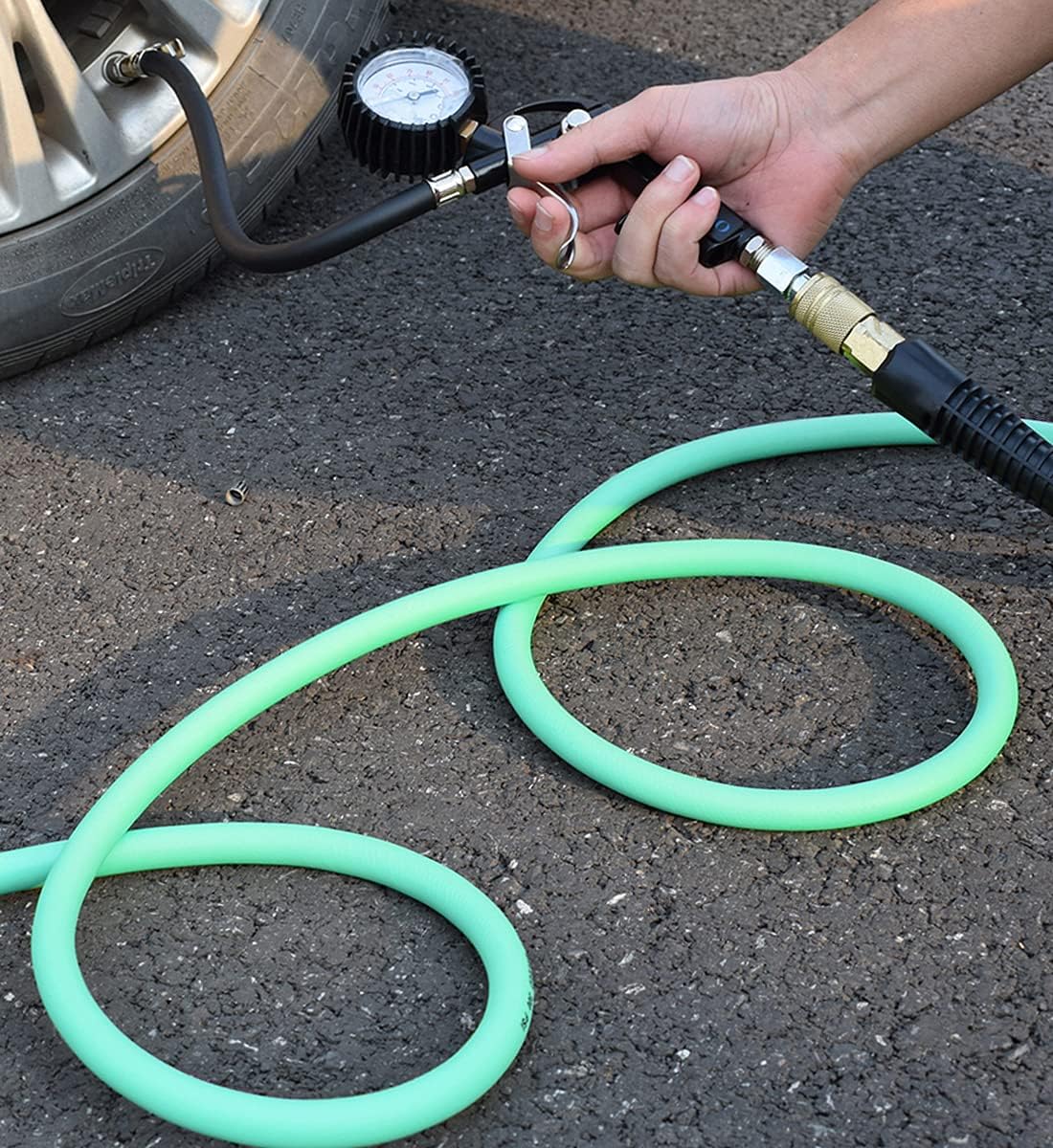 YOTOO Hybrid Air Hose 1/4-Inch by 25-Feet 300 PSI Heavy Duty, Lightweight, Kink Resistant, All-Weather Flexibility with 1/4-Inch Industrial Quick Coupler Fittings, Bend Restrictors : Tools & Home Improvement