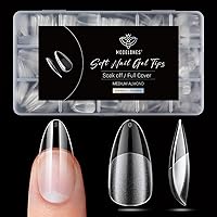 Vista 9 de Modelones Puntas de uñas postizas en forma de almendra medias 510 piezas, uñas acrílicas transparentes a presión con forma previa de cobertura