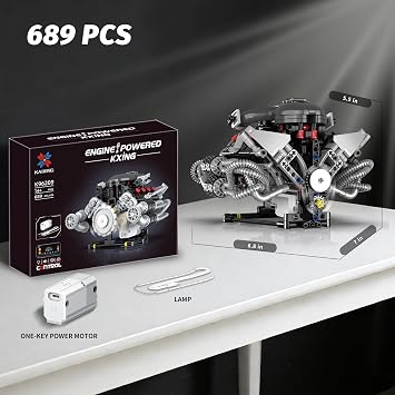 V8 Engine Model Kit that Works Visible Building Blocks Set with APP Control
