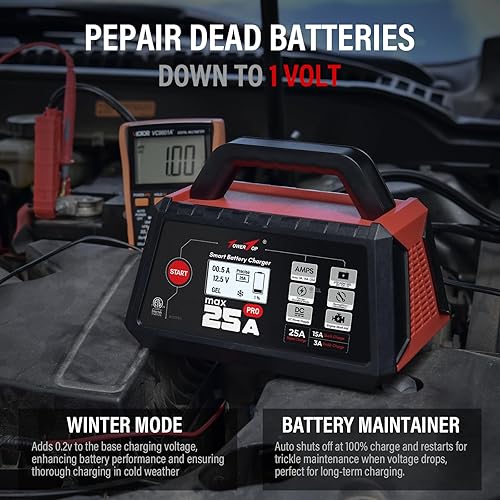Miniatura 5 de TowerTop Cargador de batería Max Pro de 25 A Cargador inteligente de goteo completamente automático de 12 V, mantenedor de batería automotriz con