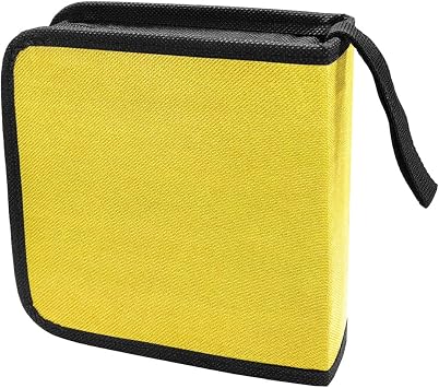 Car CD Case, 40 Capacity DVD Disc Storage Binder Wallet, Portable Hard Plastic CD Organizer, Zipper Protective CD Case Holder for Home, Car, Travel, Office Yellow
