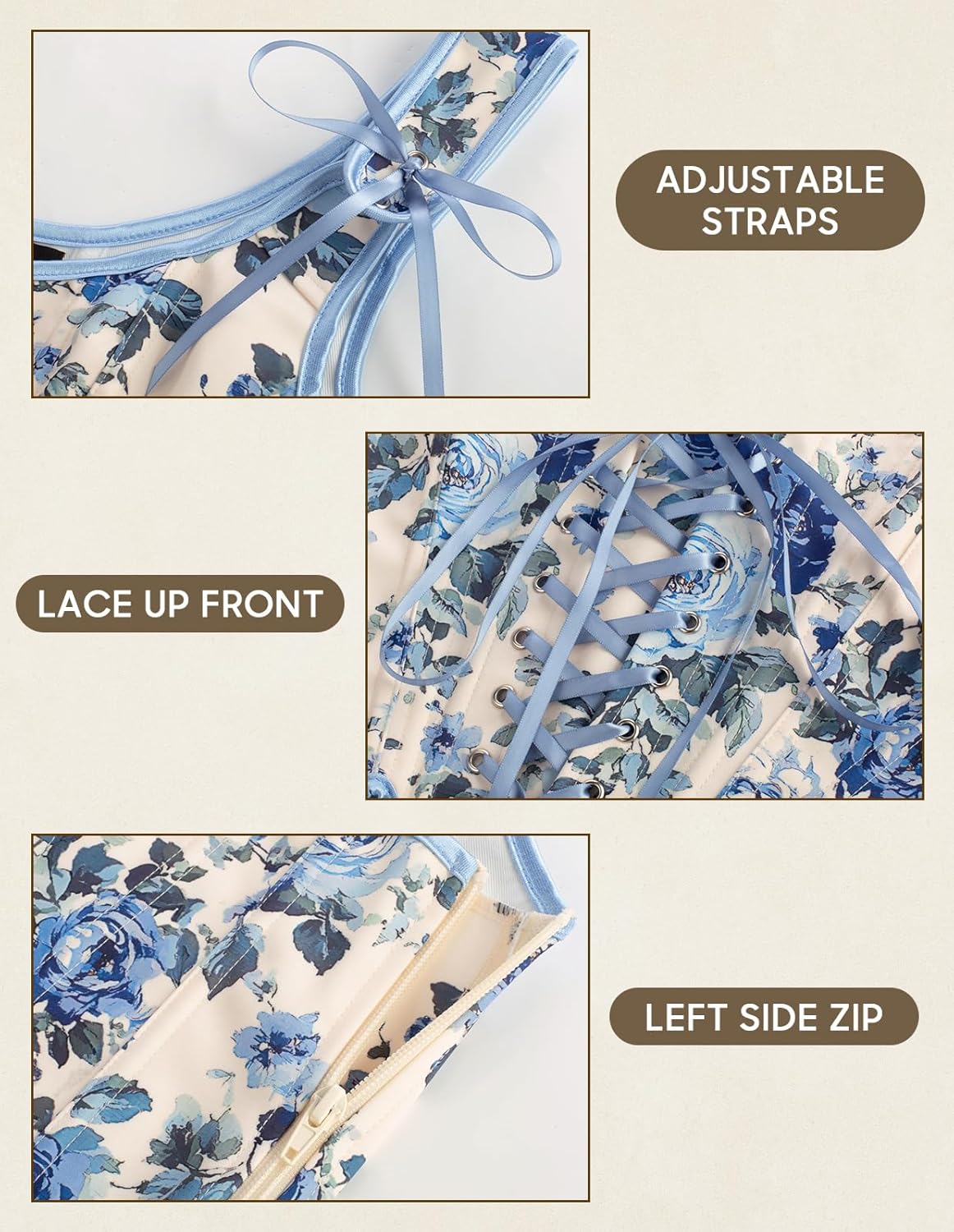 Scarlet Darkness Corset Tops for Women Renaissance Corset Floral Lace Up Bodyshaper Bustier - Image 6