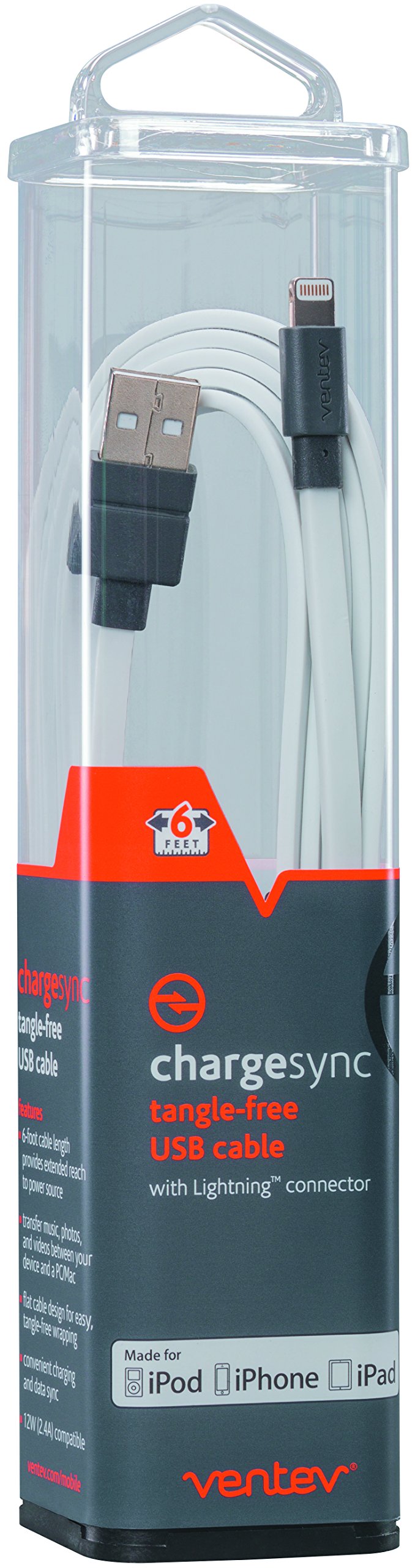 Buy Ventev 515657 ft Lightning Charge/Sync Cable White Online