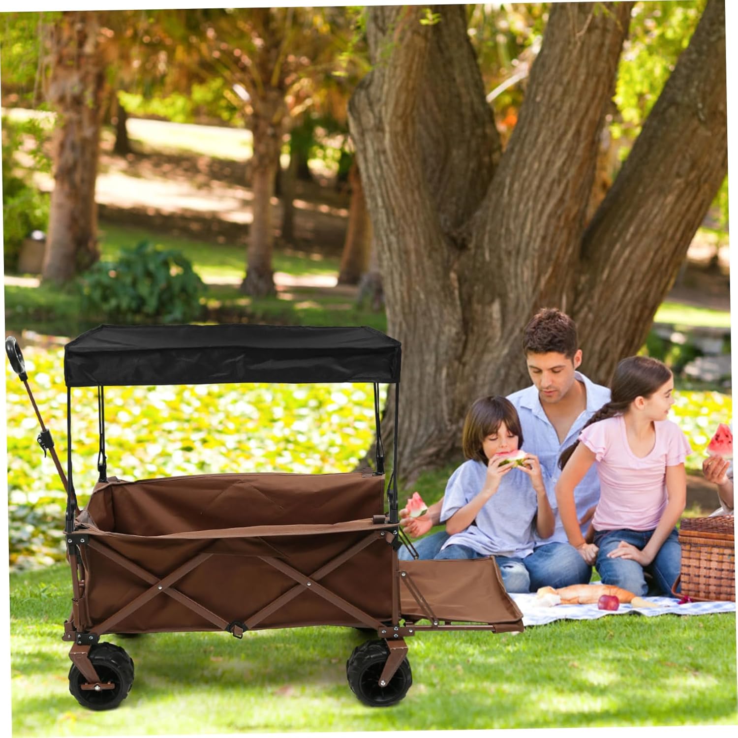 Collapsible Outdoor Utility Canopy with UV Protection Foldable Camping Cart Sunshade for Stroller Accessories for Picnics Beaches and Markets