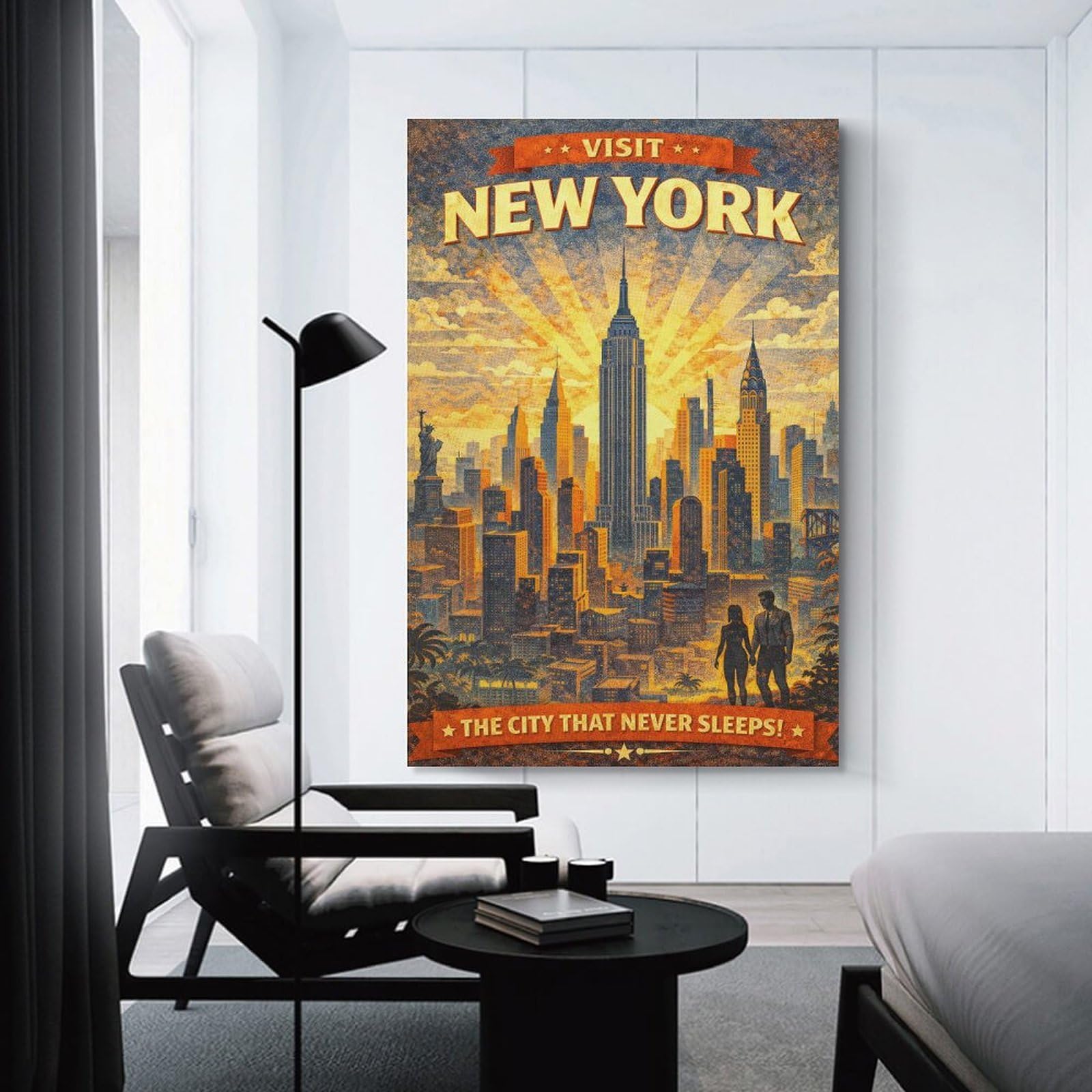 Junmoney Visit New York City Vintage Room Decor Wall Art, 20x30inch(50x75cm), for Entrance Walls, Hall Decor Or Foyers, A Neat Decor Update for Hallways