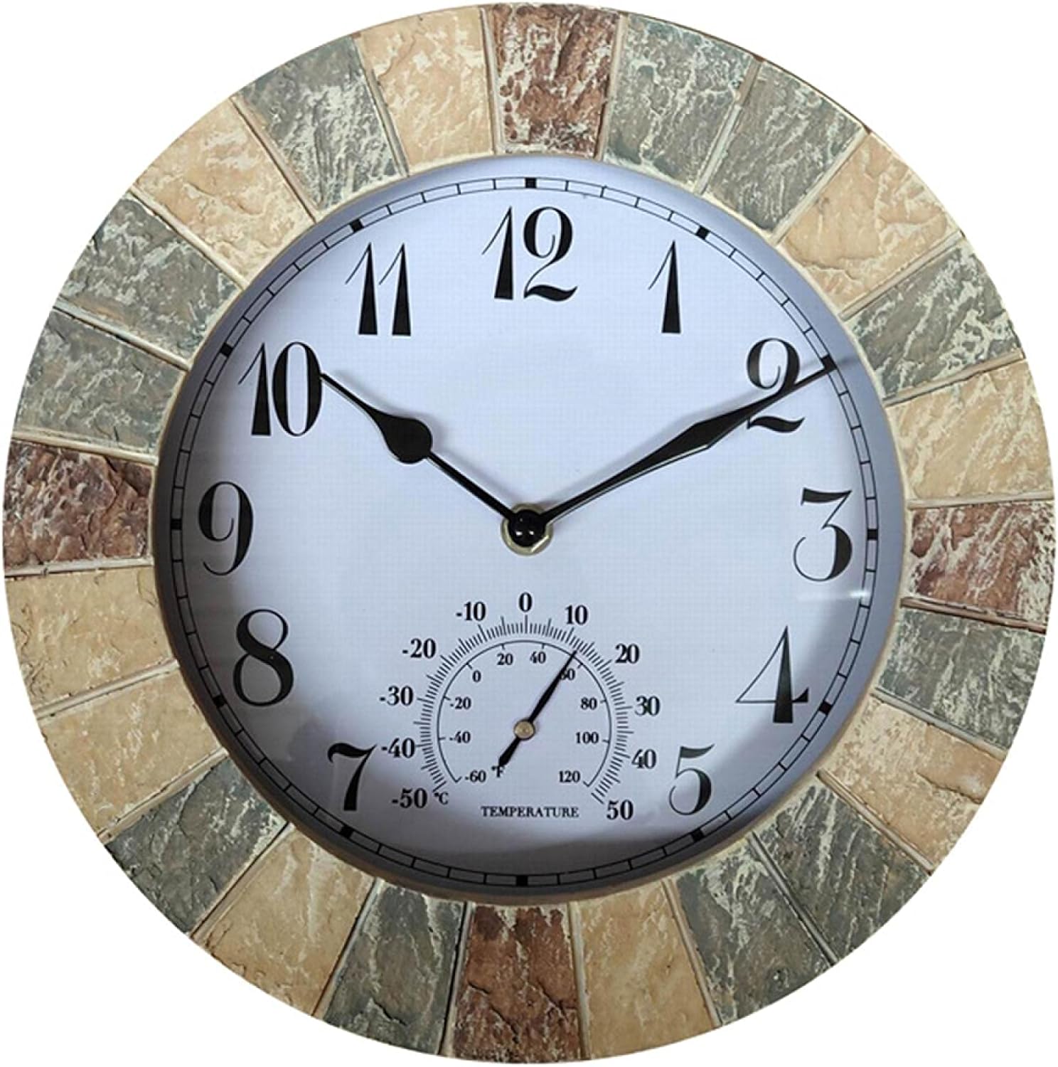 Outdoor Clocks for The Garden, Waterproof Clock with Thermometer and Hygrometer Combo, Silent Battery Operated Decorative Clock for Outside