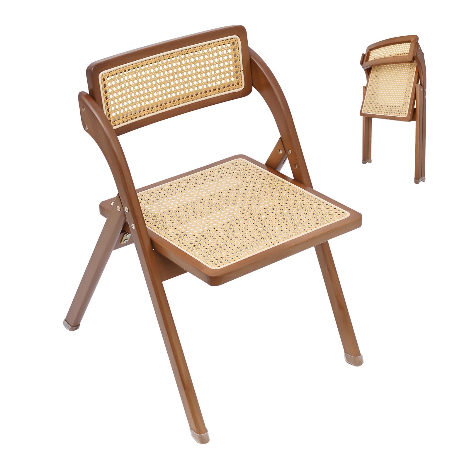 Chaise pliante en bois de salle à manger au design rotin chic