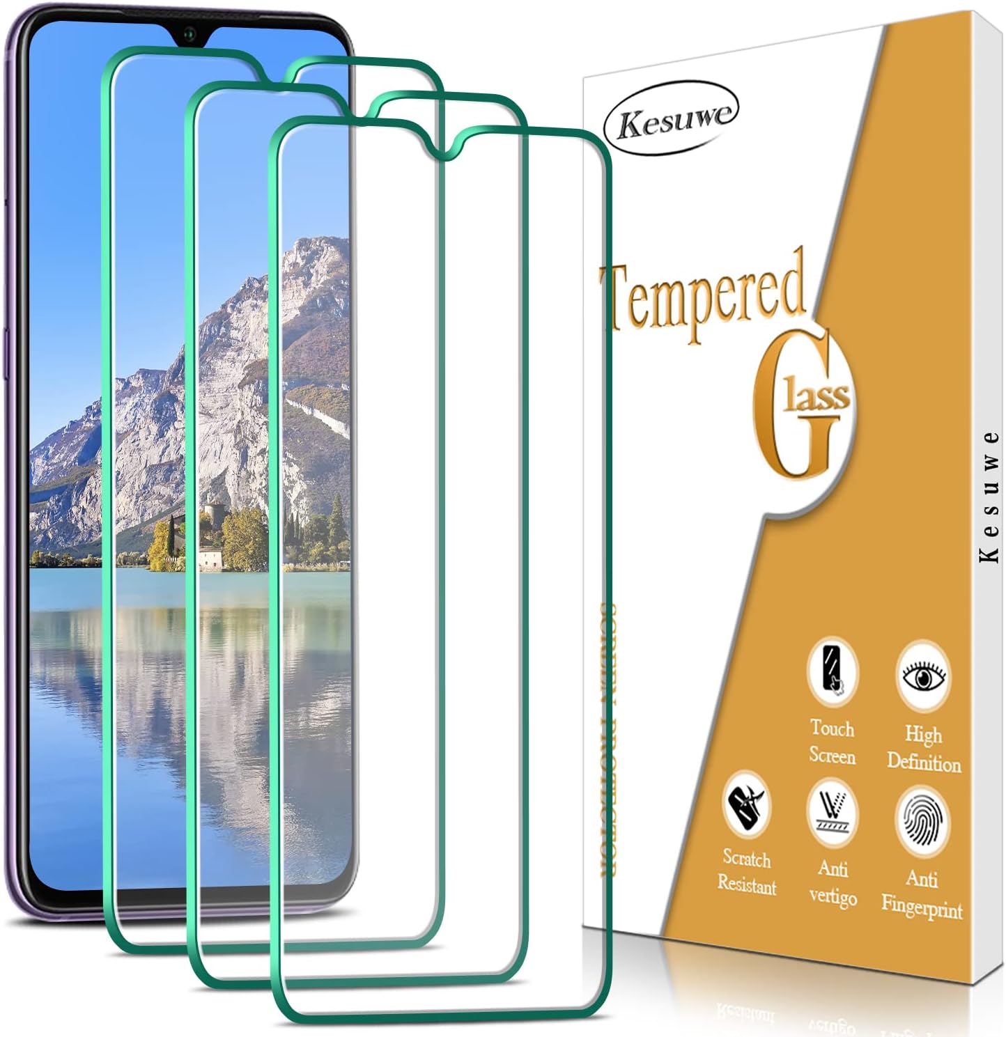 [Pack of 3] Screen Protector for Xiaomi Redmi 9 Redmi 9T Anti-Scratch Anti-Fingerprint and Bubble-Free 9H Hardness Tempered Glass Protection Easy Installation Case Friendly