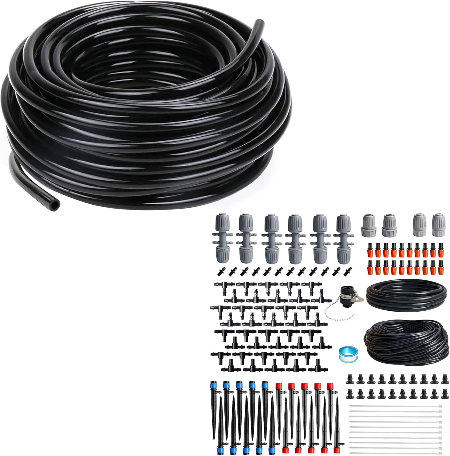 Hourleey 50 FT Distribution Tubing + Drip Irrigation Kit