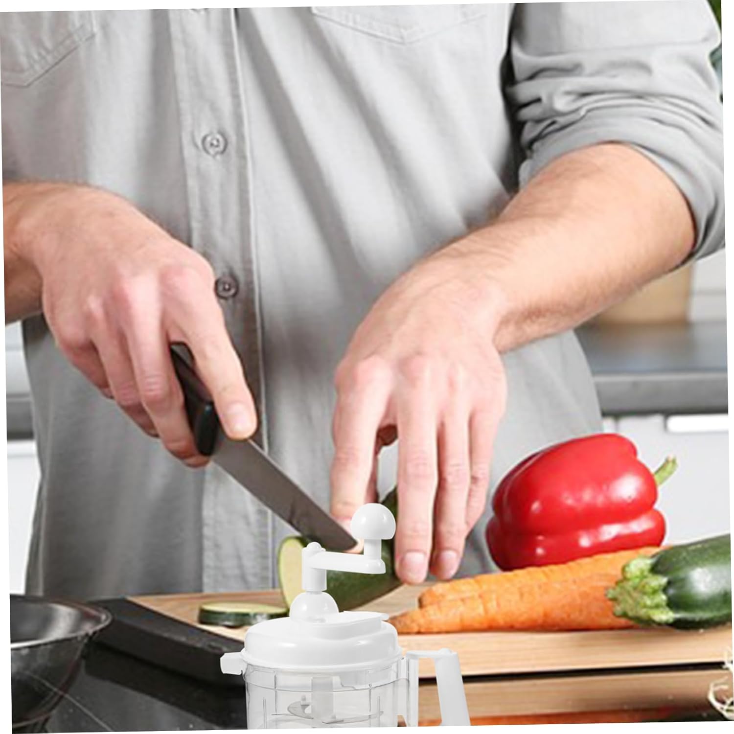 Stainless Steel Vegetable Cutters Manual Food Processor Hand-crank Chopper Slicer Mincer Blender for Kids Easy to Clean Random Color