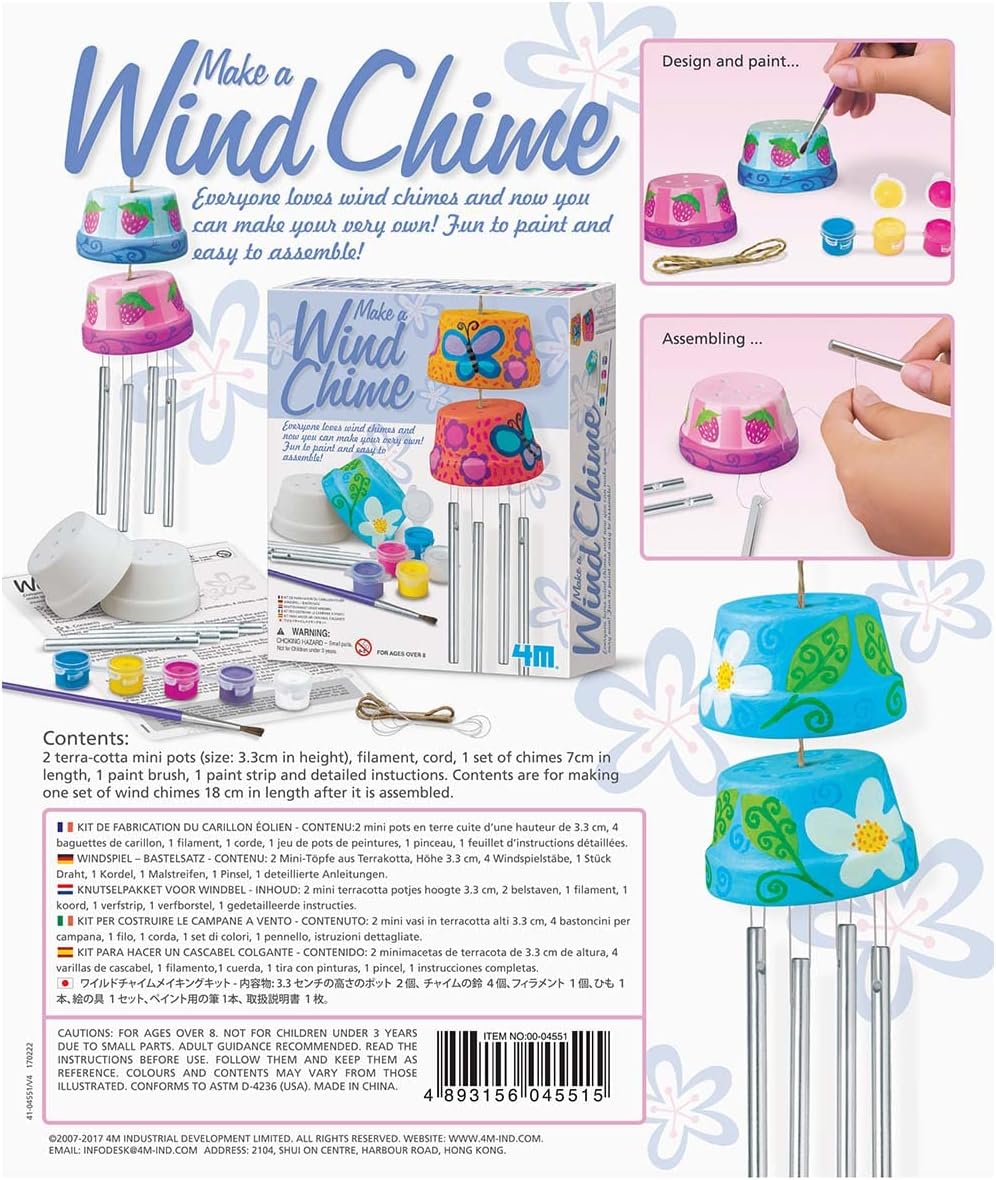 4M Make A Wind Chime Kit - Arts & Crafts DIY Kit - Set of 6