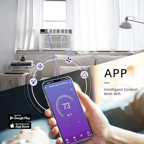 Miniatura 2 de Classic America WiFi habilitado, listo para Alexa, ahorro de energía, unidades de aire acondicionado montadas en ventana (8000 BTU 12 CEER 120 VAC),