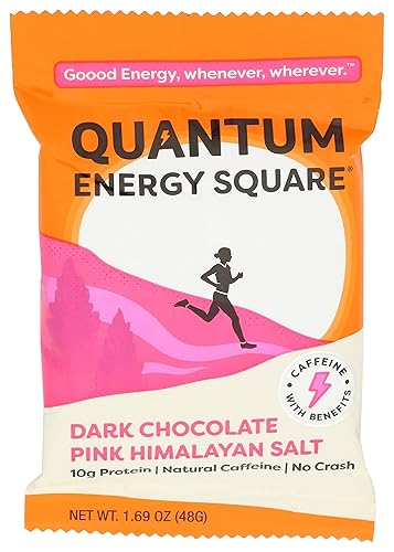 QUANTUM Cuadrados con infusión de café con sal del Himalaya rosa chocolate oscuro, 1.69 onzas
