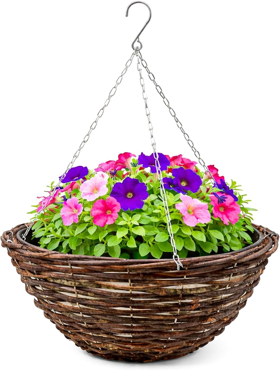 Garden Mile 14" Hanging Basket with Chain Outdoor Flower Planter Pot
