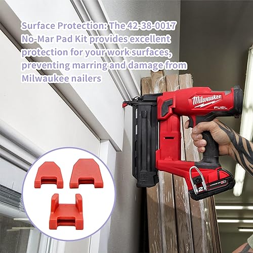 Miniatura 6 de 42-38-0017 Kit de almohadillas para clavadora Milwaukee M18 2746-20 18ga, kit de almohadillas de goma rojaplástico, juego de 9