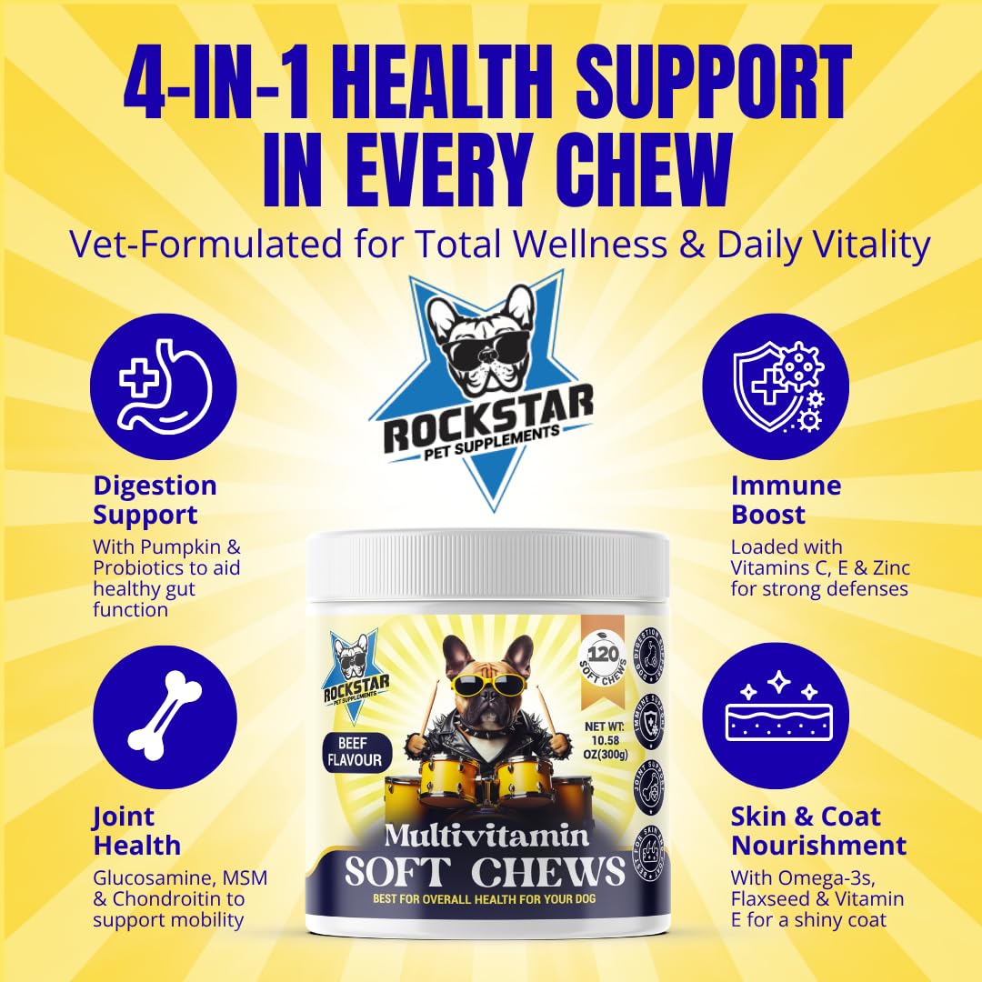 Rockstar Pet Supplements Multivitamin Soft Chews for Dogs, Beef - Image 2
