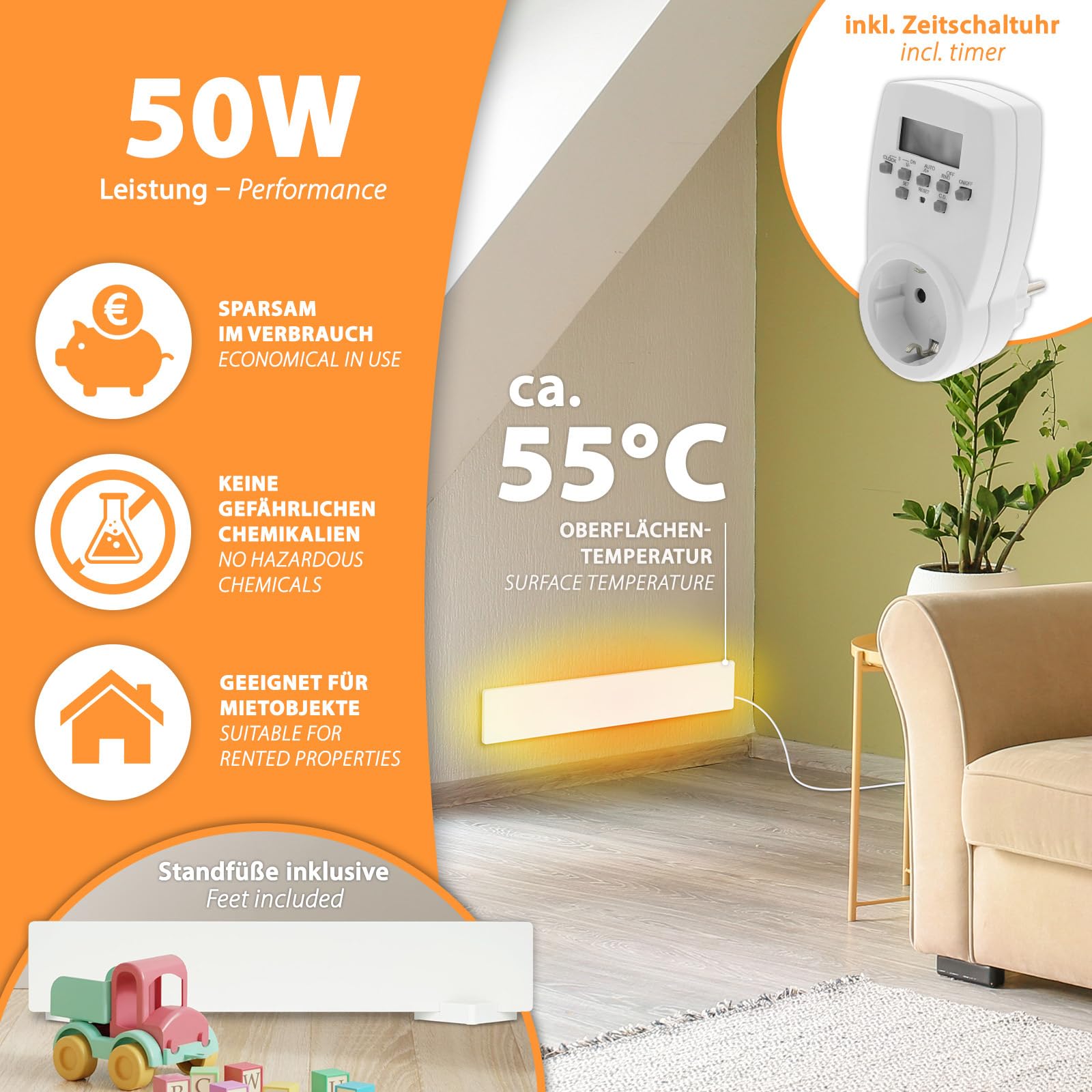 Anti-moisissure, efficace contre la moisissure, sans produits chimiques, système de chauffage modulaire de 50 à 250 W et minuterie