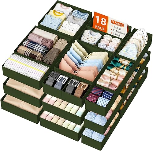 Miniatura 10 de DIMJ Organizador de cajones de ropa – Paquete de 20 contenedores organizadores de cajones de armario para almacenamiento de ropa de bebé