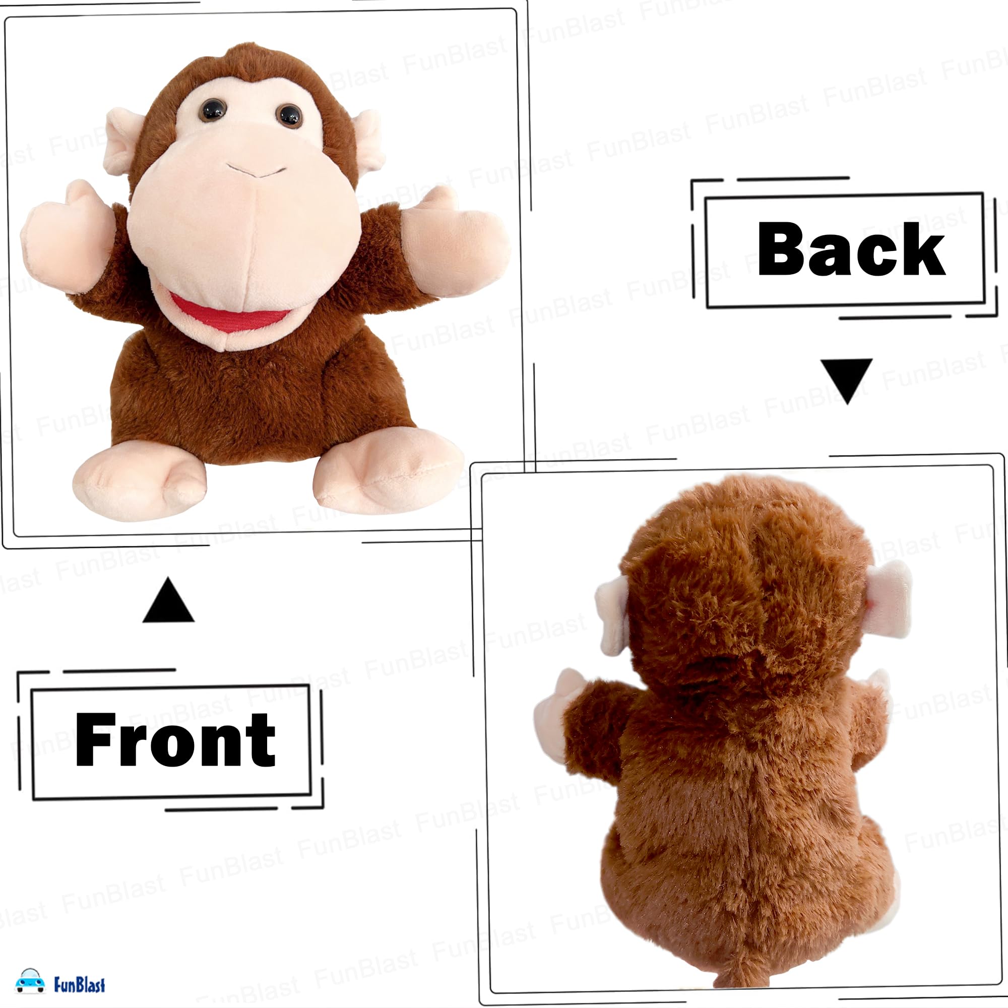 FunBlast Plush Animal Hand Puppets – Soft & Cuddly Animal Figure Puppets for Kids, Storytelling & Role Play, Fun Educational & Learning Toys for Toddlers & Children (Monkey) 2