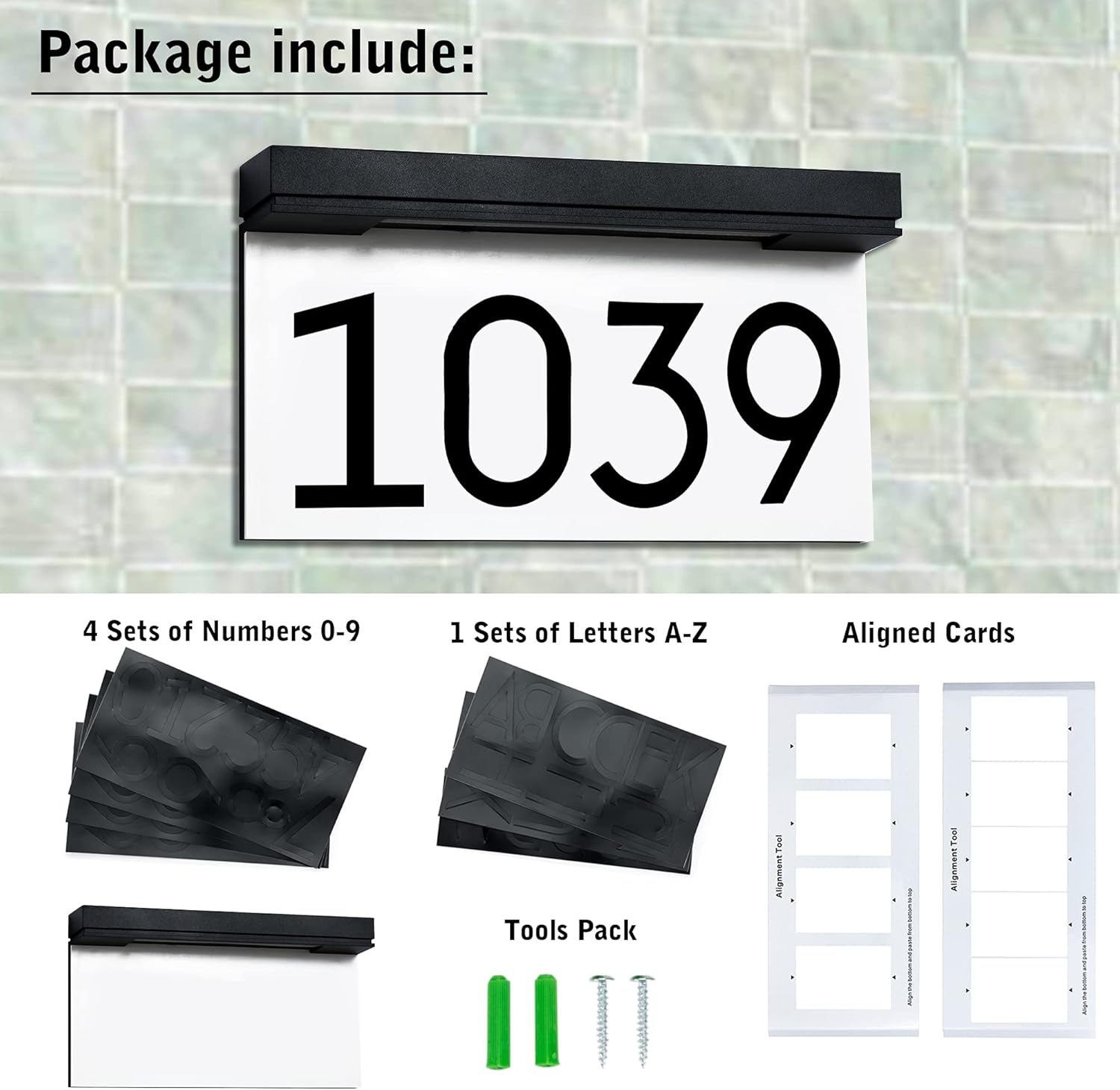 House Numbers Address Plaques For Houses Solar Powered, 3000K Warm White LED Illuminated Address Sign For Outside, Waterproof, Wireless, Light Up For Houses