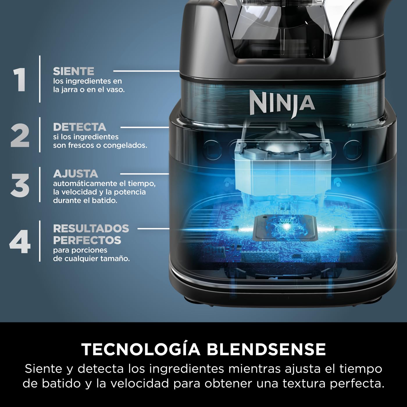 Ninja Detect Power Pro, Batidora 2 en 1, 1200W, Negro, TB301EU | Con Jarra de 2L (Capacidad Máx. 1900Ml) y 2 Vasos, para Smoothies, Picar Verduras y Mezclar Bebidas Congeladas